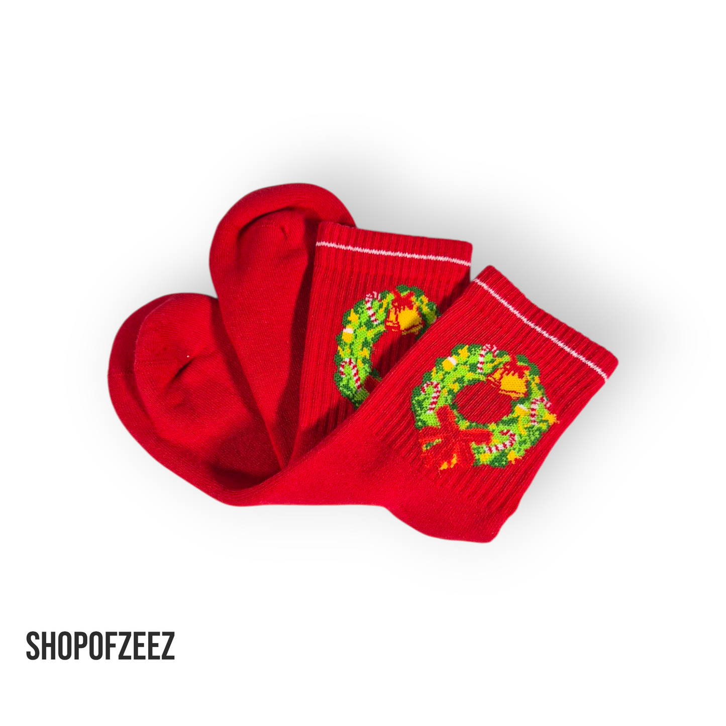 Weihnachts-Socken mit Kranz – Rot – Innen mit Frottee – Festlich & Warm