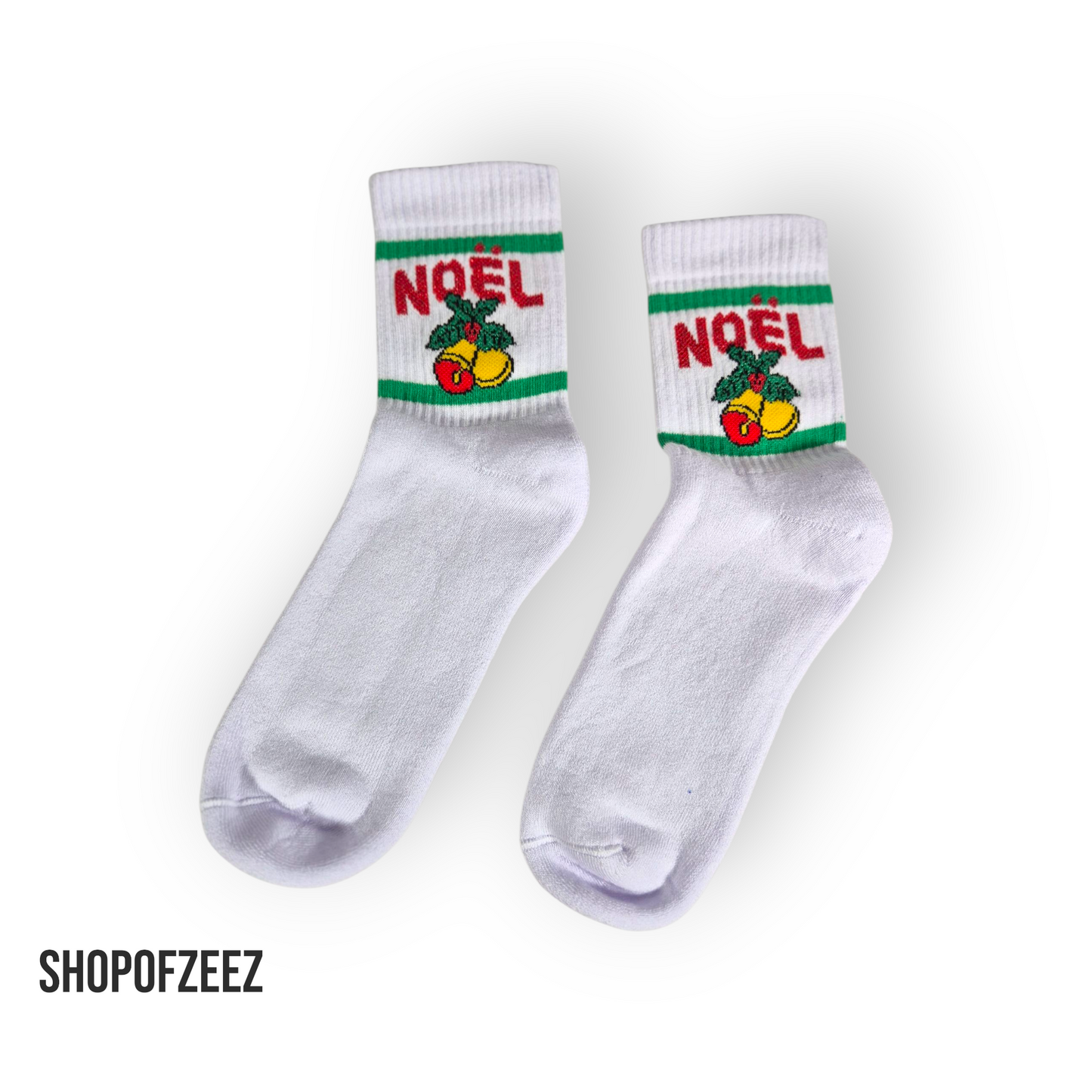 Noël Weihnachts-Socken – Weiß – Innen mit Frottee – Warm & Festlich