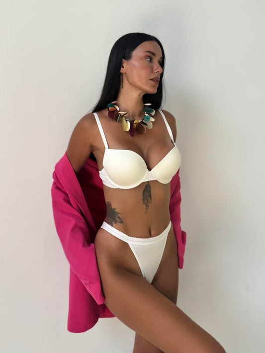 Bambus Damen Ecru Unterwäsche Set – Weich, Atmungsaktiv & Nachhaltig | BH + High Waist Slip