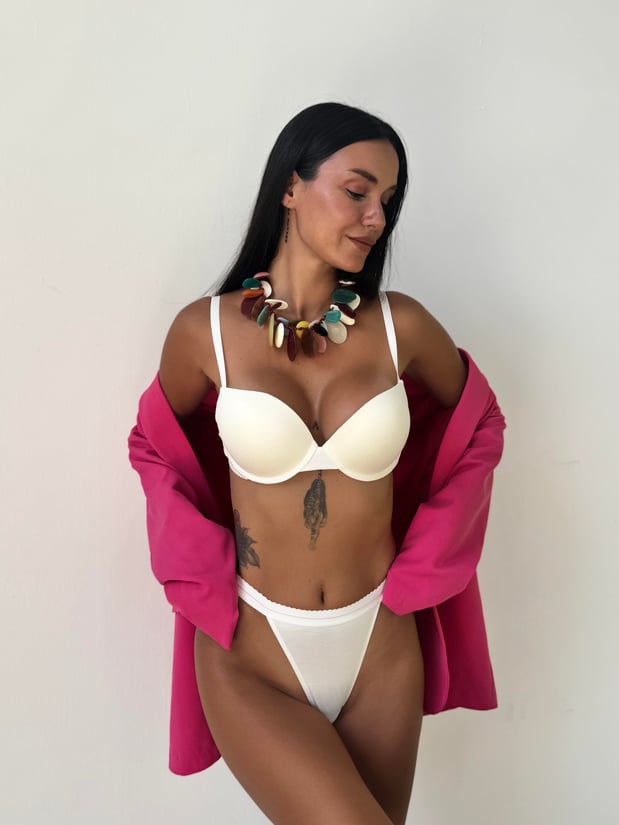 Bambus Damen Ecru Unterwäsche Set – Weich, Atmungsaktiv & Nachhaltig | BH + High Waist Slip