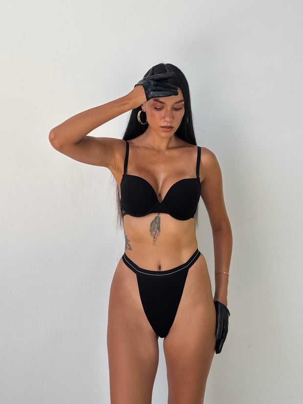 Bambus Damen Unterwäsche Set – BH & High-Waist Slip | Atmungsaktiv, Weich & Elegant - Schwarz