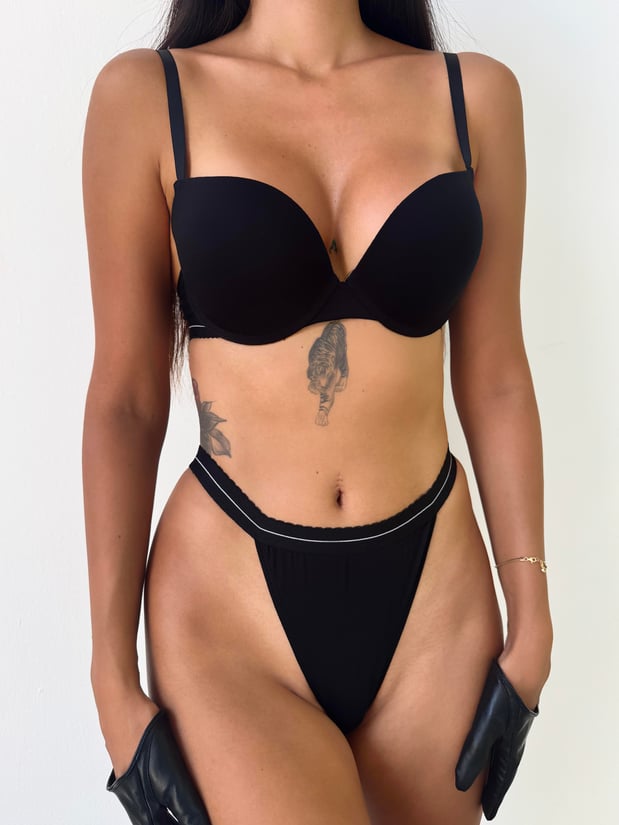 Bambus Damen Unterwäsche Set – BH & High-Waist Slip | Atmungsaktiv, Weich & Elegant - Schwarz