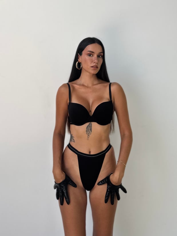 Bambus Damen Unterwäsche Set – BH & High-Waist Slip | Atmungsaktiv, Weich & Elegant - Schwarz