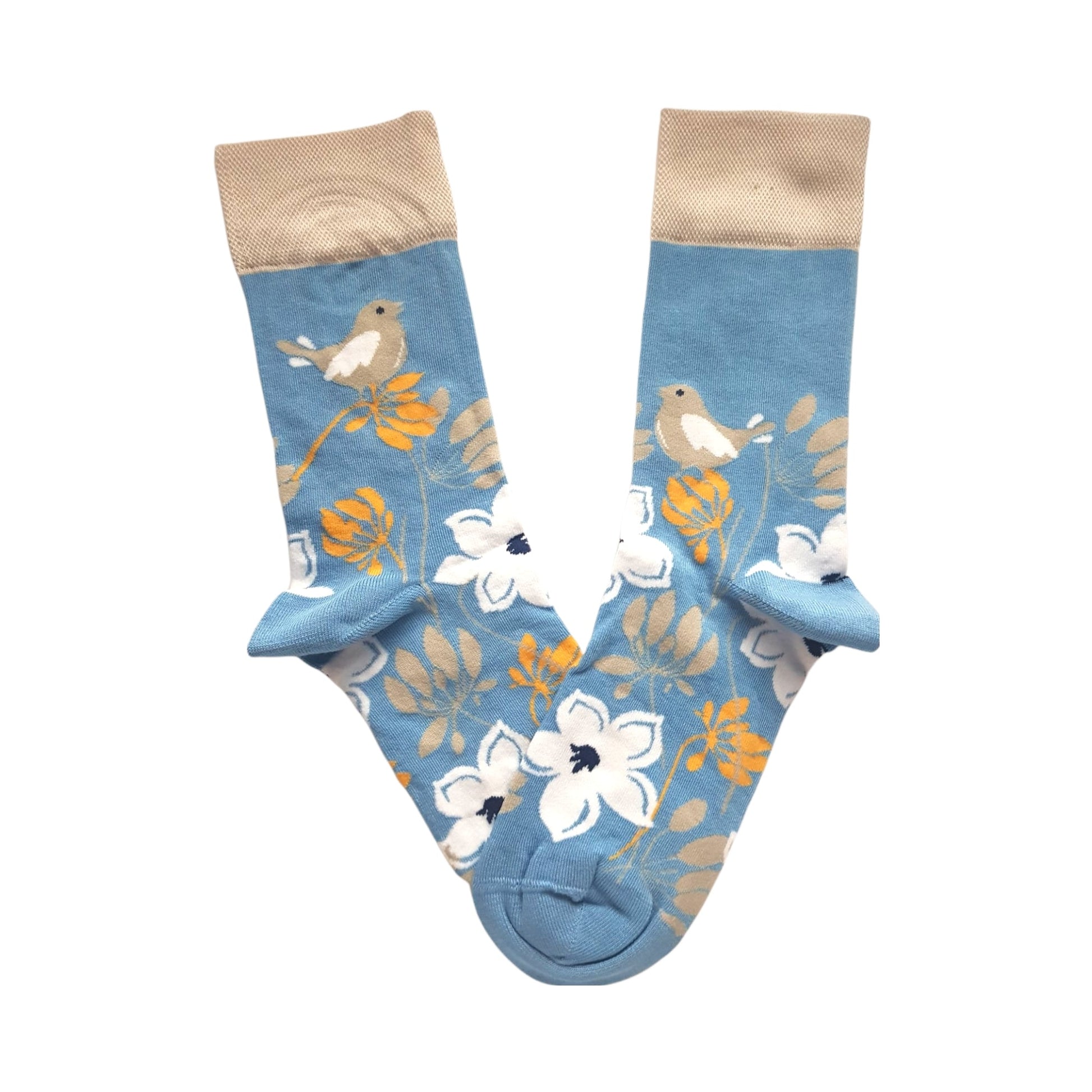 Blumen - und Vogel Socken, Einheitsgröße EU 36 - 42 - Shop of Zeez