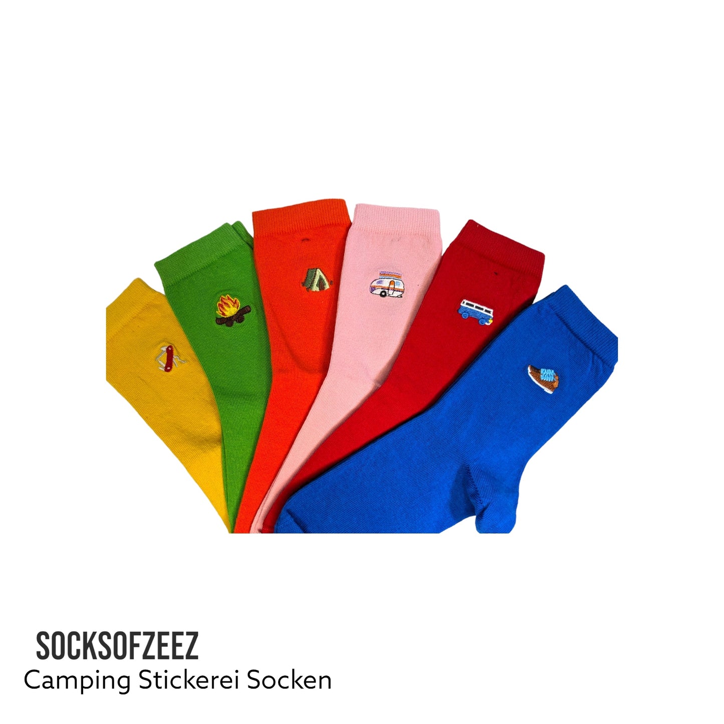 Camping Stickerei Socken - Shop of Zeez