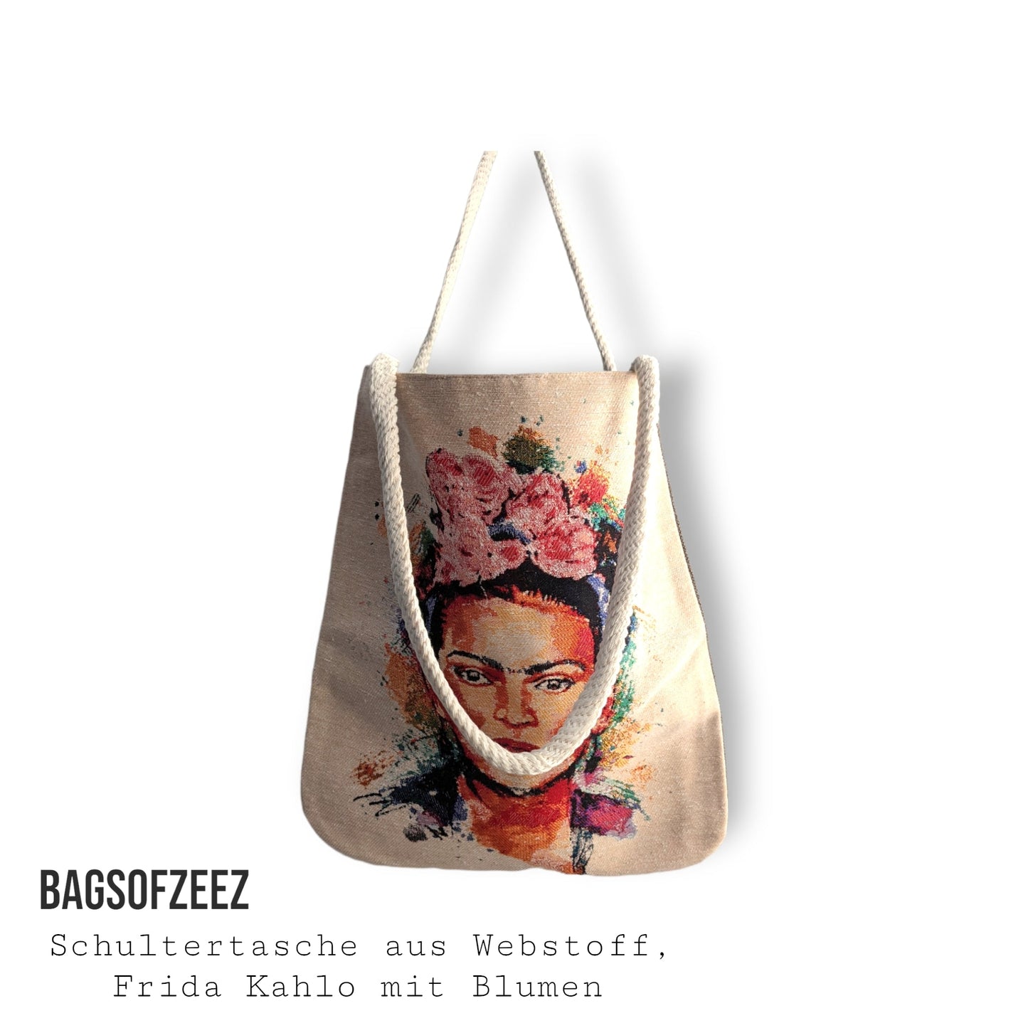 Frida Kahlo mit Blumen Schultertasche - Shop of Zeez