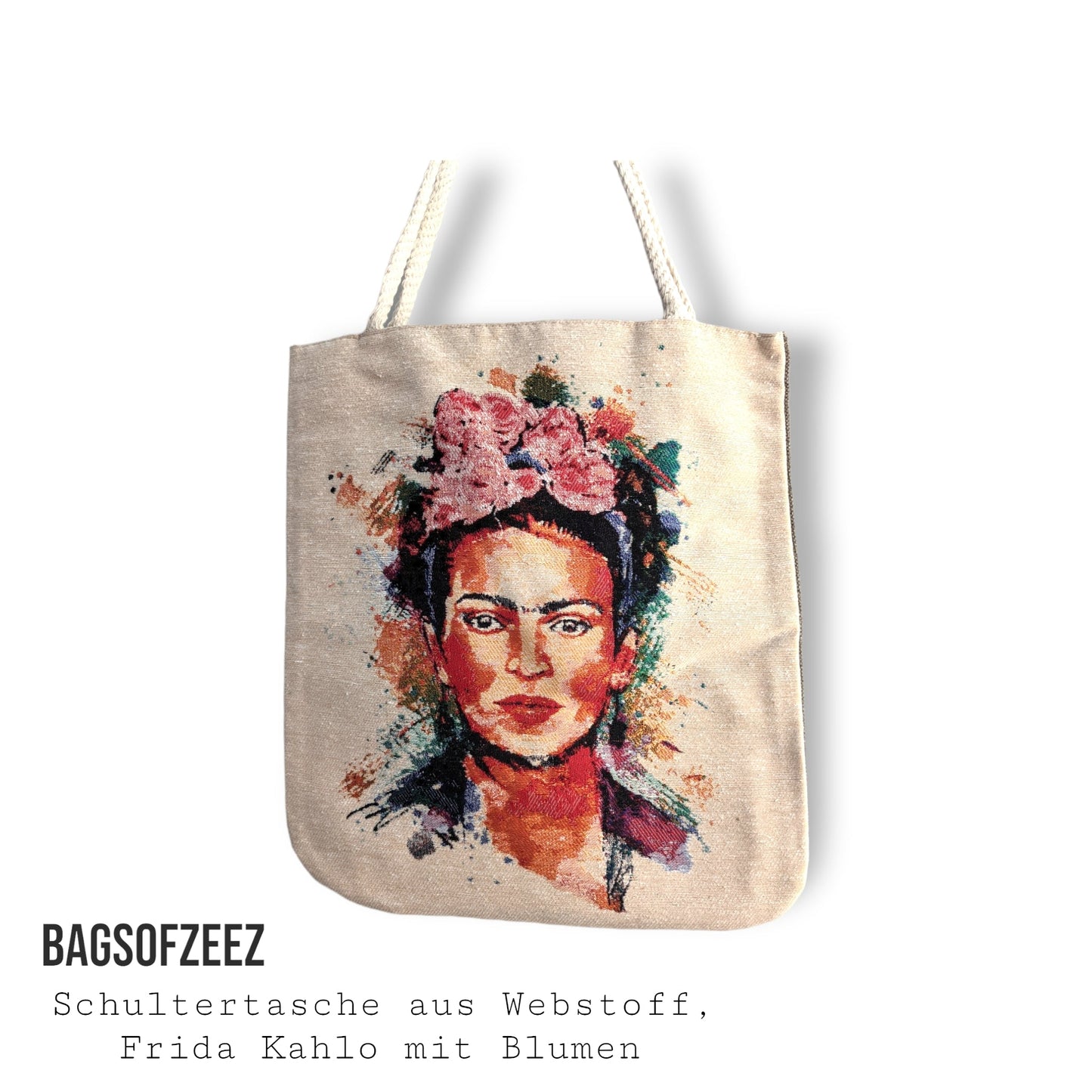 Frida Kahlo mit Blumen Schultertasche - Shop of Zeez