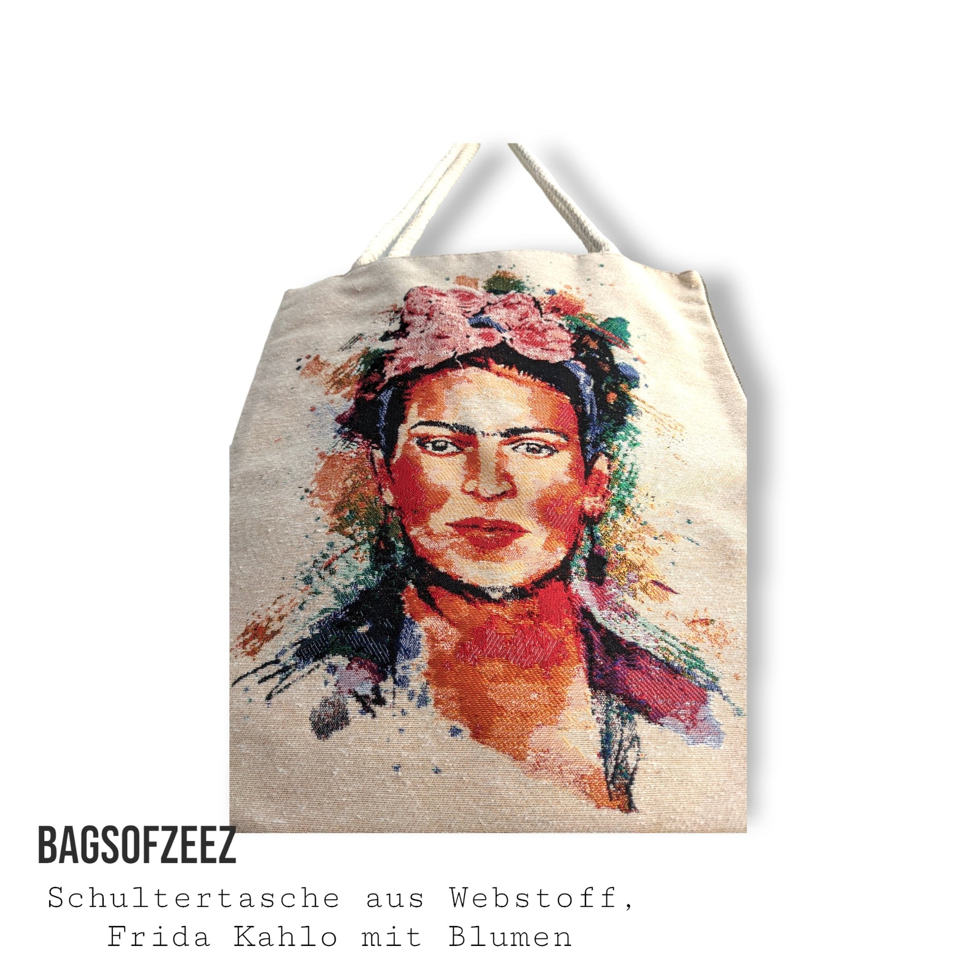 Frida Kahlo mit Blumen Schultertasche - Shop of Zeez