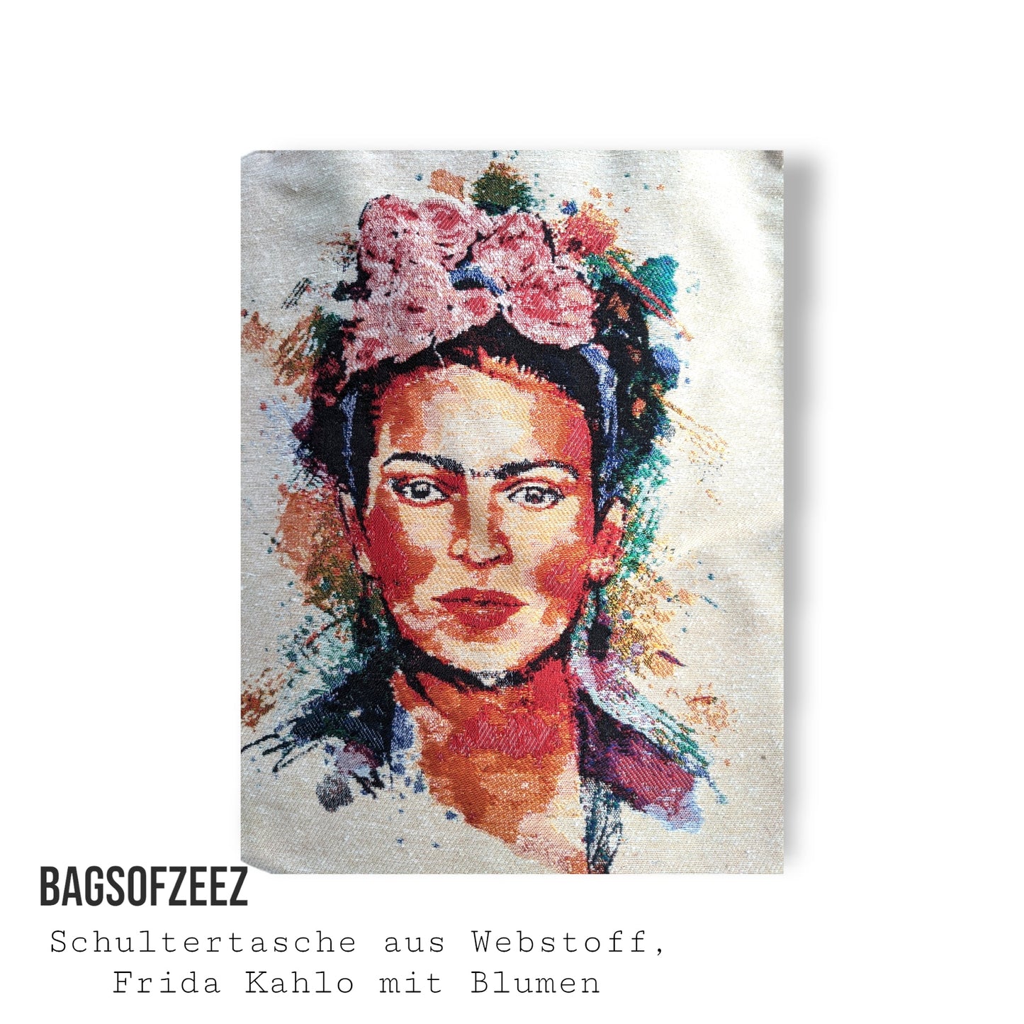 Frida Kahlo mit Blumen Schultertasche - Shop of Zeez