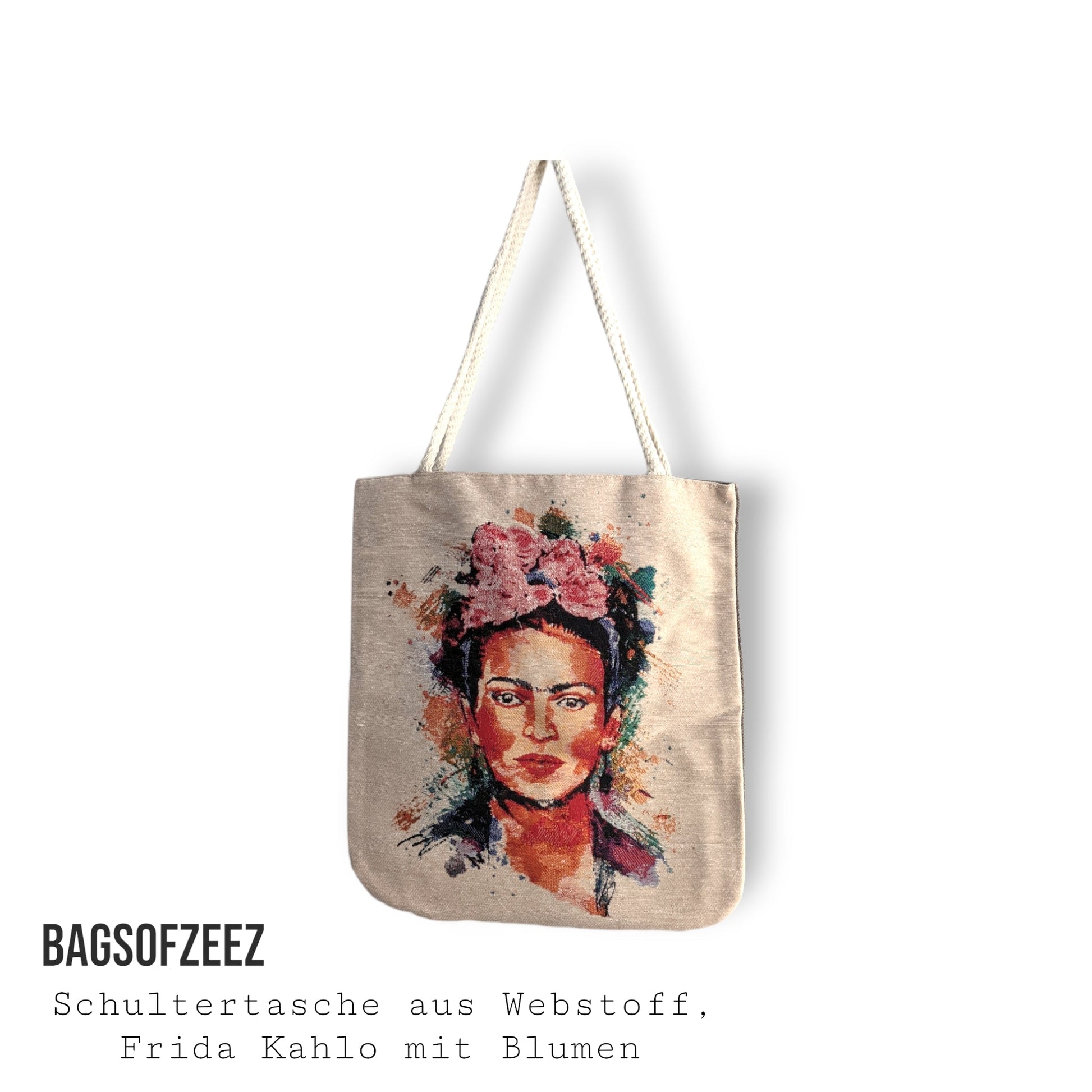 Frida Kahlo mit Blumen Schultertasche - Shop of Zeez