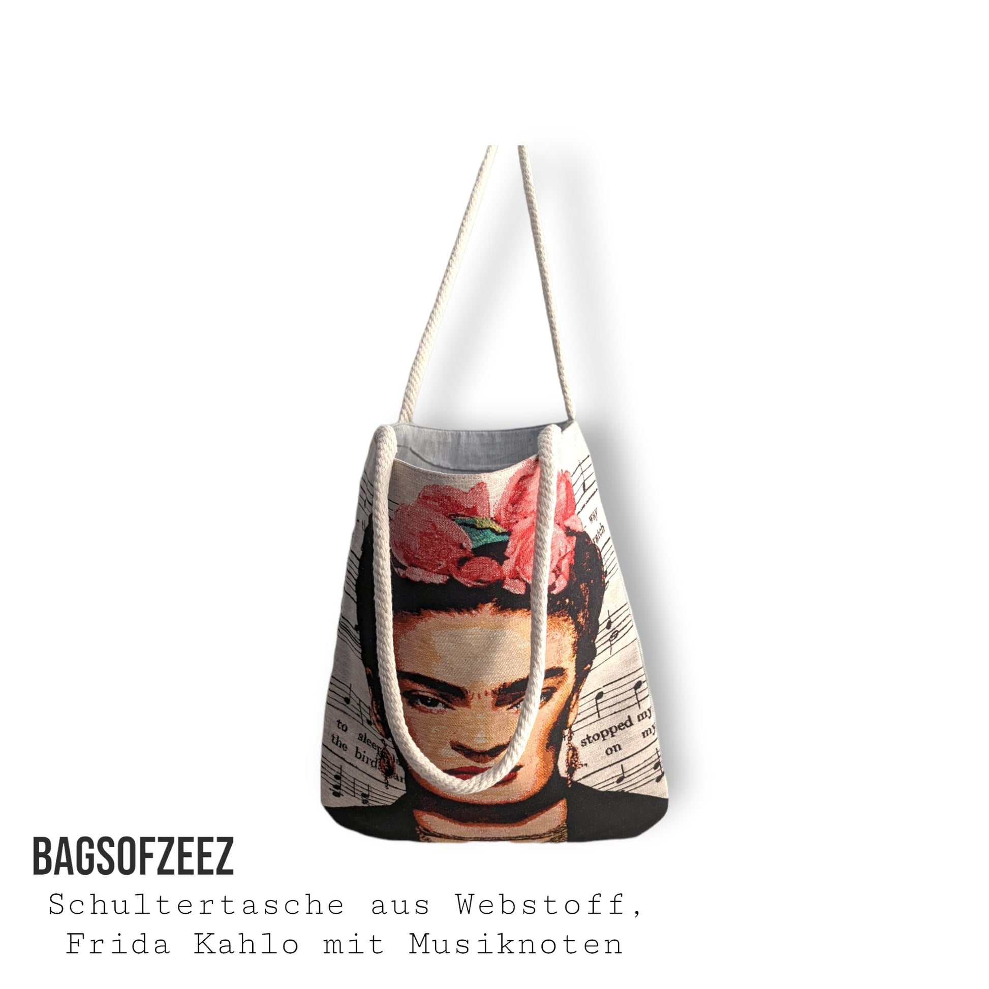 Frida Kahlo mit Musiknoten Schultertasche - Shop of Zeez