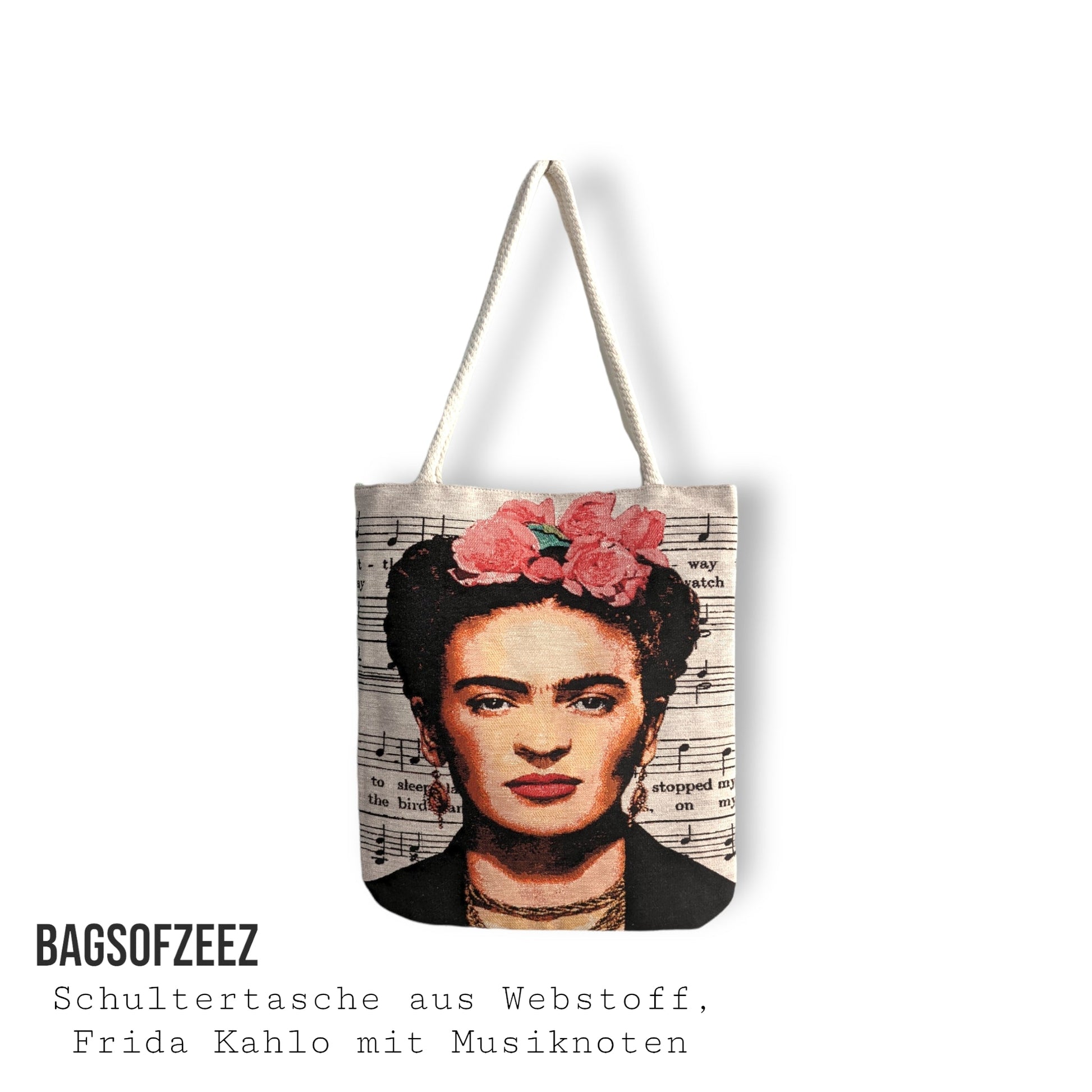 Frida Kahlo mit Musiknoten Schultertasche - Shop of Zeez