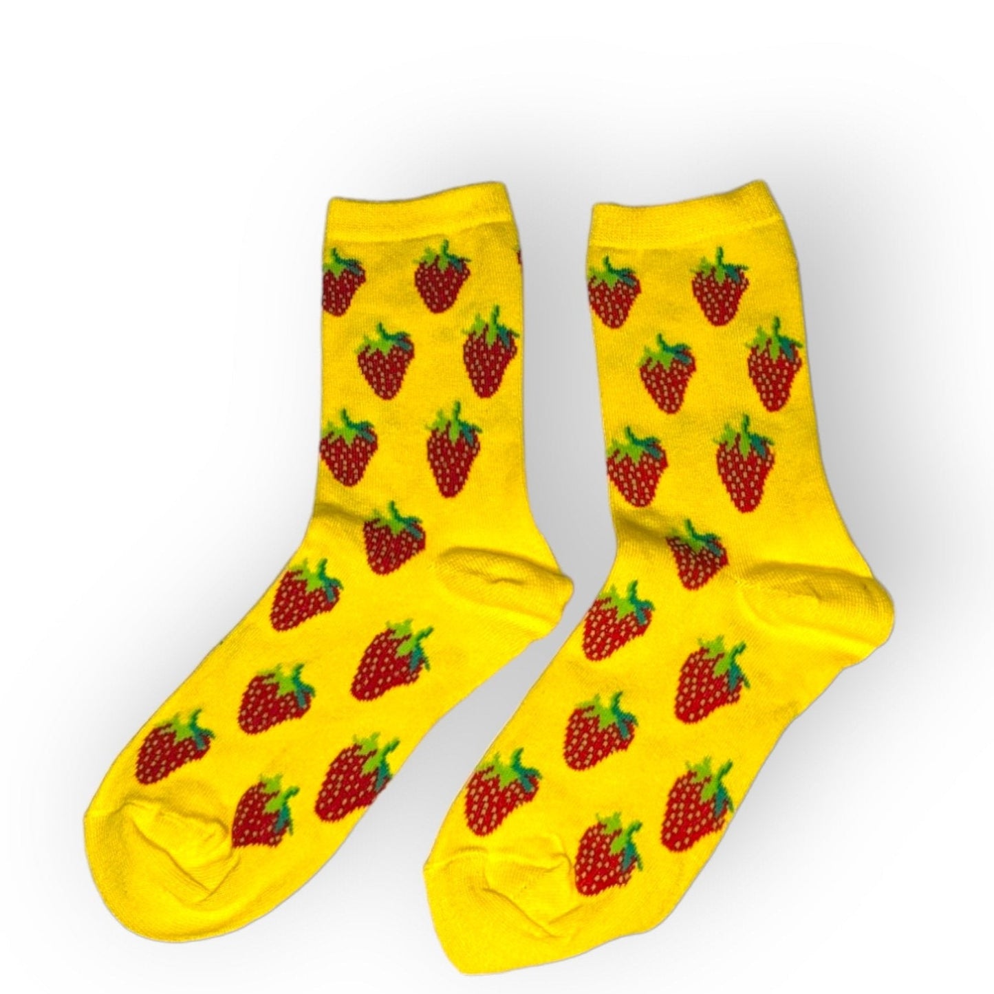 gelb Erdbeeren Socken, Einheitsgröße: 36 - 42 - Shop of Zeez