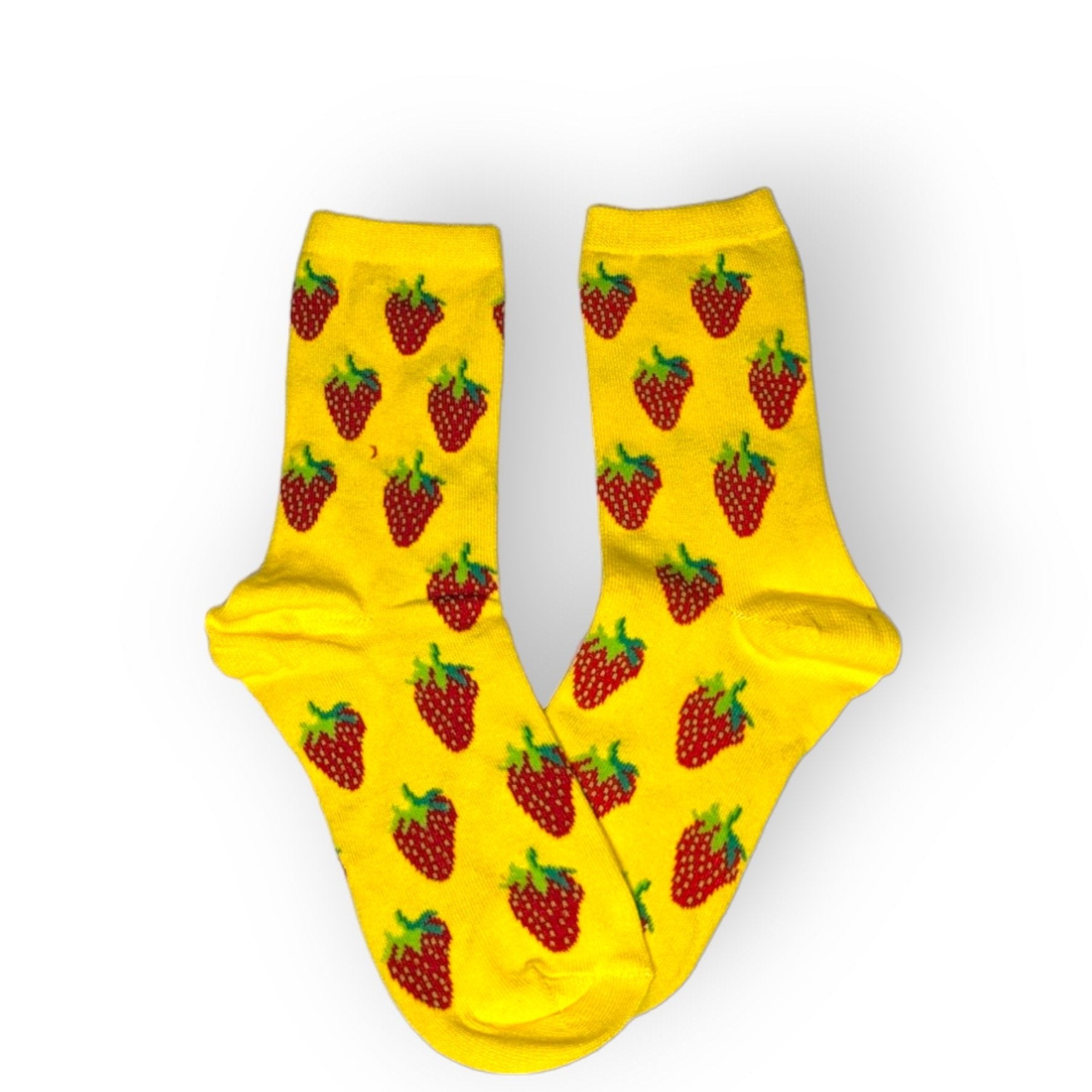 gelb Erdbeeren Socken, Einheitsgröße: 36 - 42 - Shop of Zeez