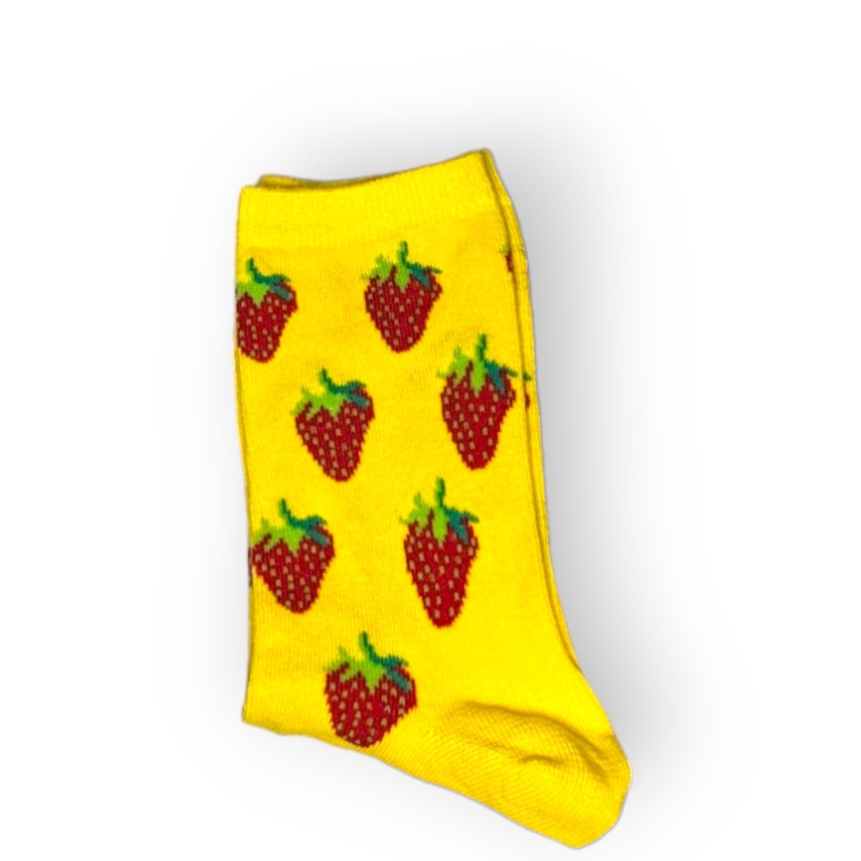 gelb Erdbeeren Socken, Einheitsgröße: 36 - 42 - Shop of Zeez