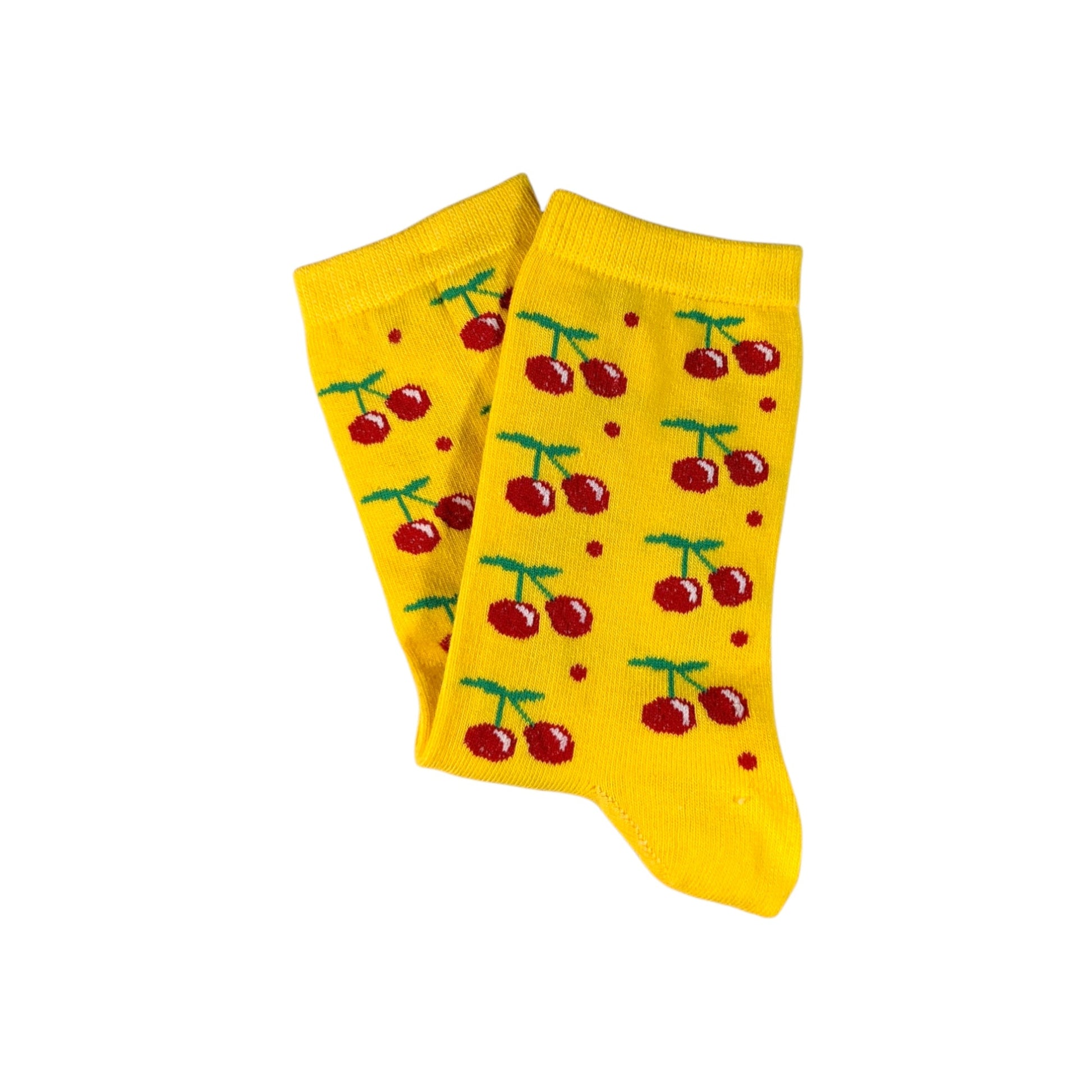 gelb Kirsche Socken, Einheitsgröße: 36 - 42 - Shop of Zeez