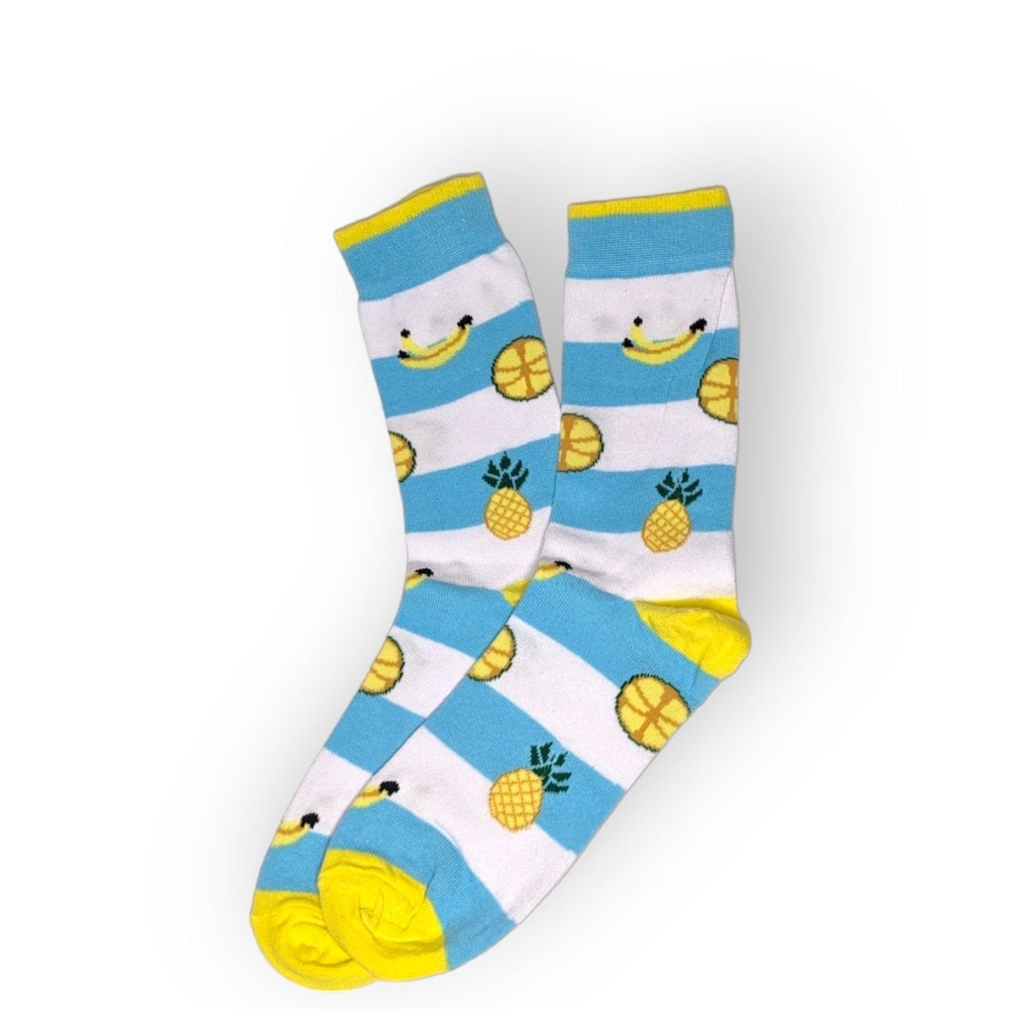 gestreifte Bananen, Ananas, Zitrone Socken, Einheitsgröße: 36 - 42 - Shop of Zeez