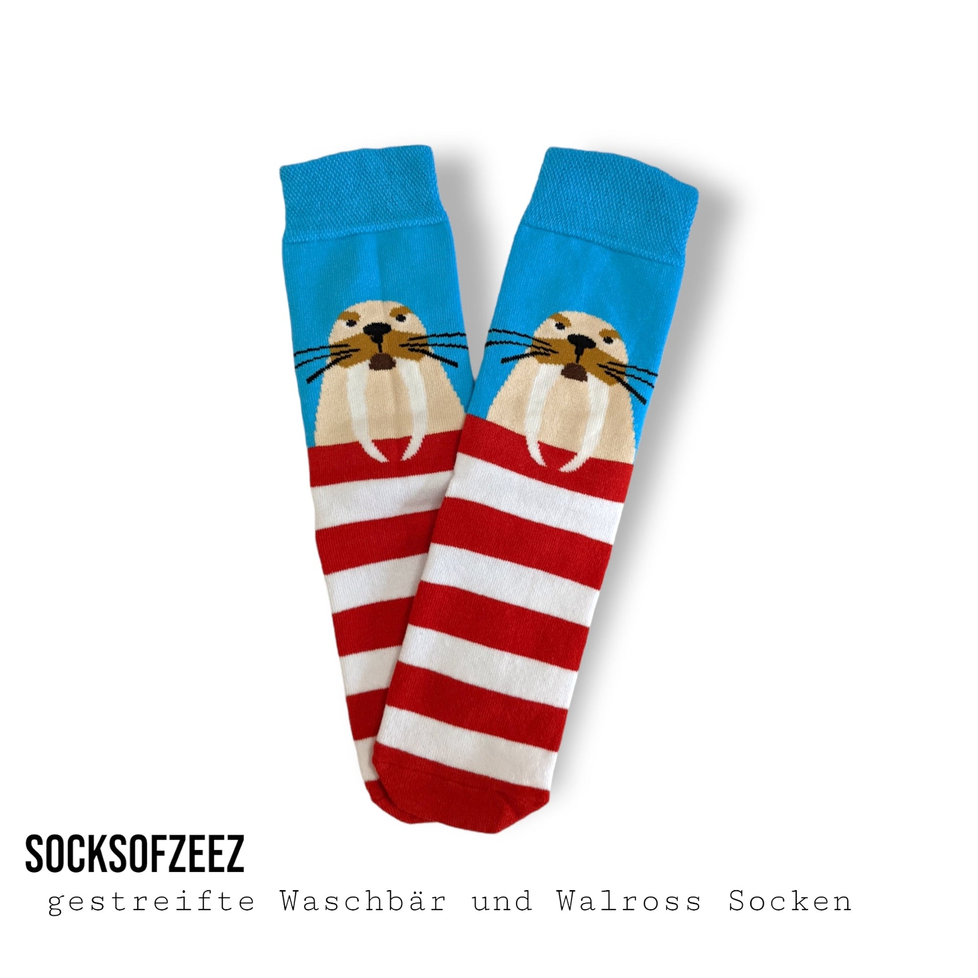 gestreifte Waschbär und Walross Socken - Shop of Zeez