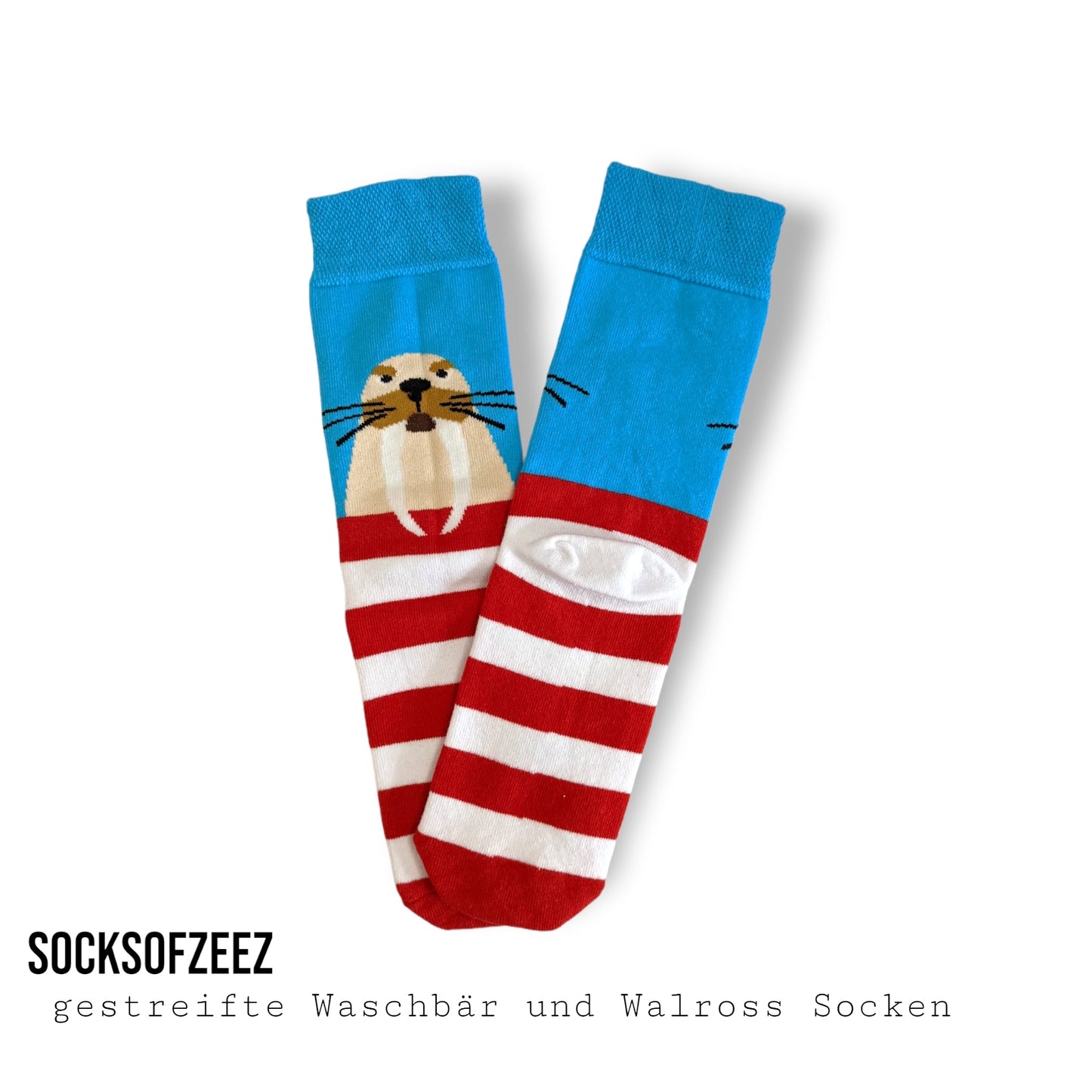 gestreifte Waschbär und Walross Socken - Shop of Zeez