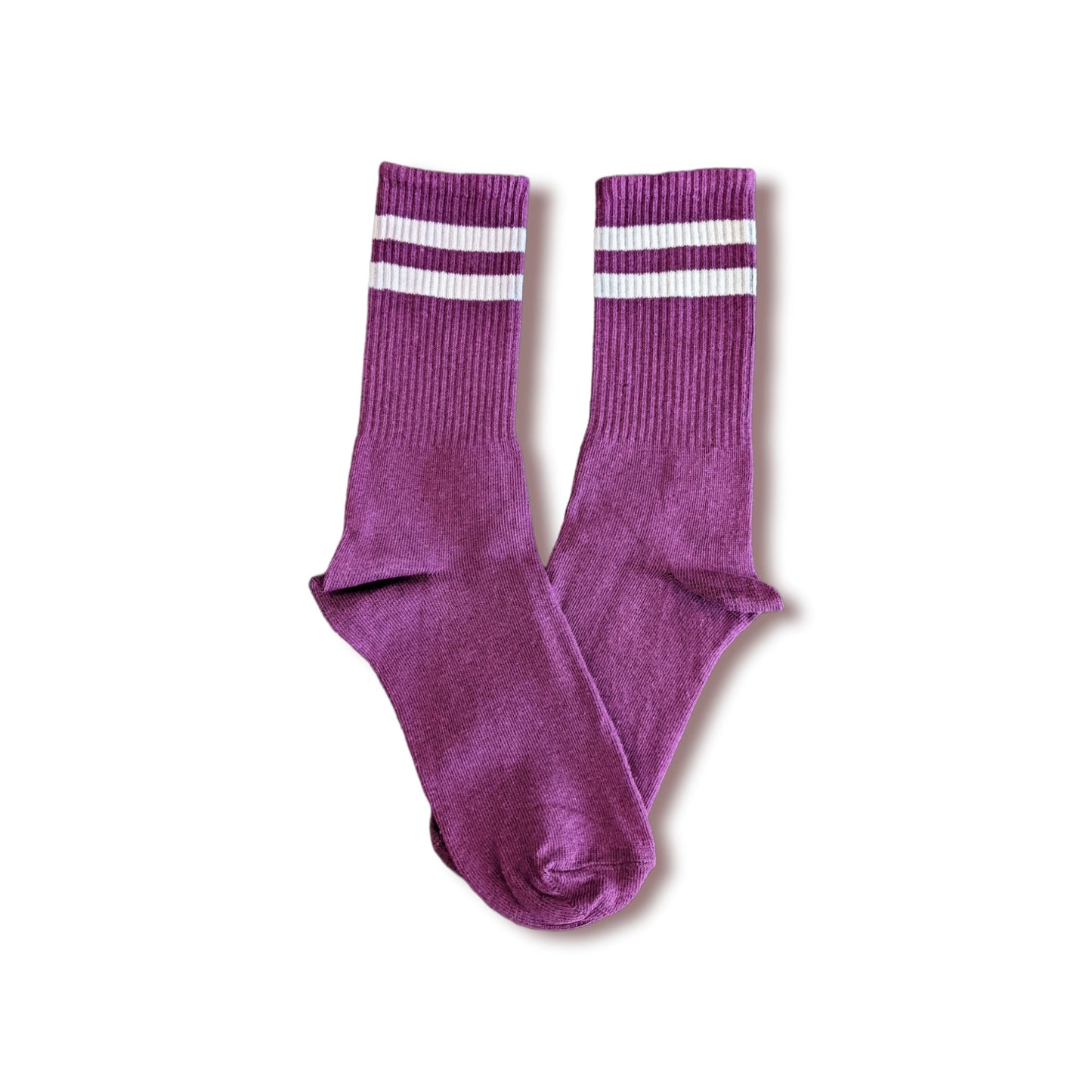 lila - weiß gestreifte Sportsocken, Einheitsgröße: 36 - 42 - Shop of Zeez