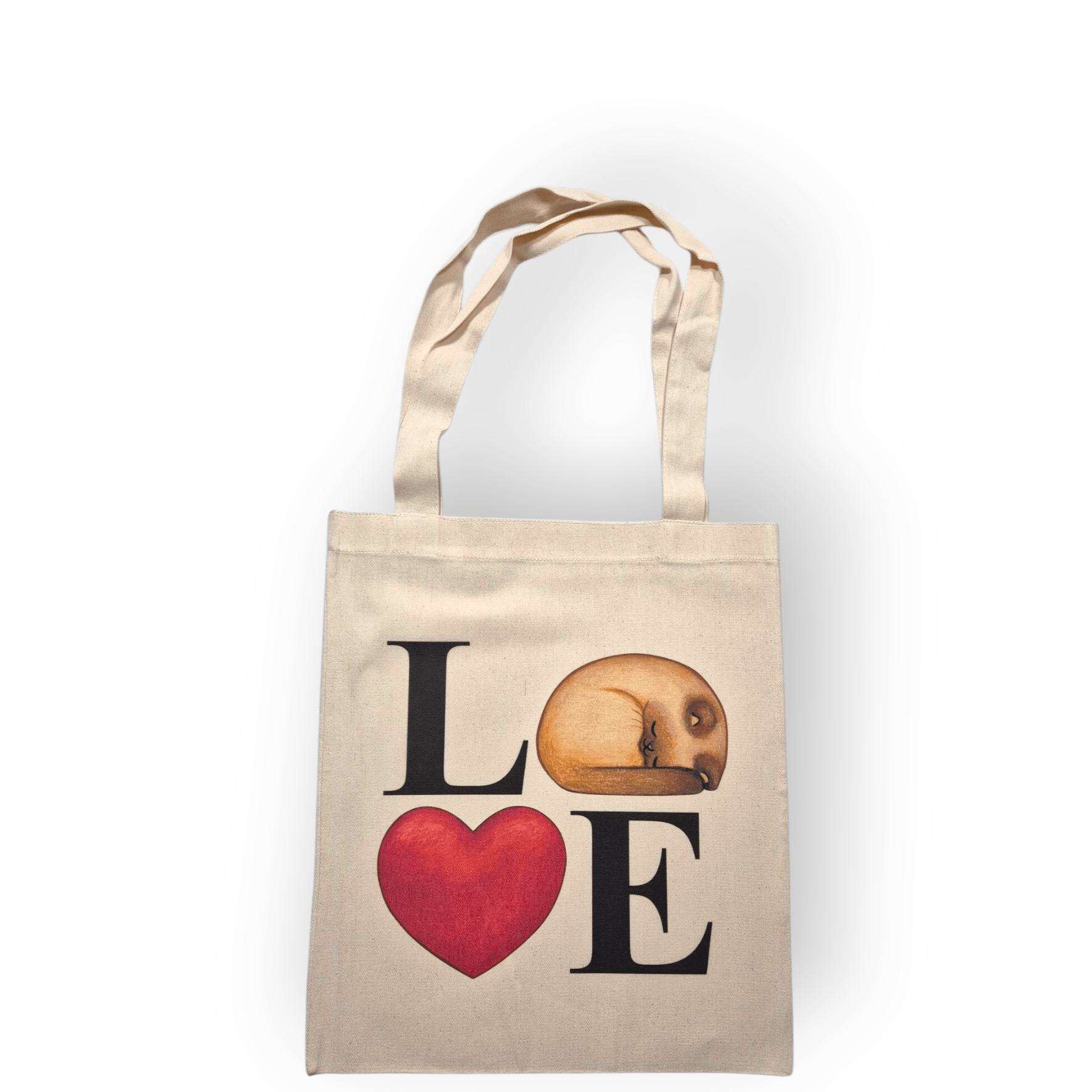 LOVE Stofftasche mit Katze & Herz – Nachhaltiger Jutebeutel für Katzenfreunde - Shop of Zeez
