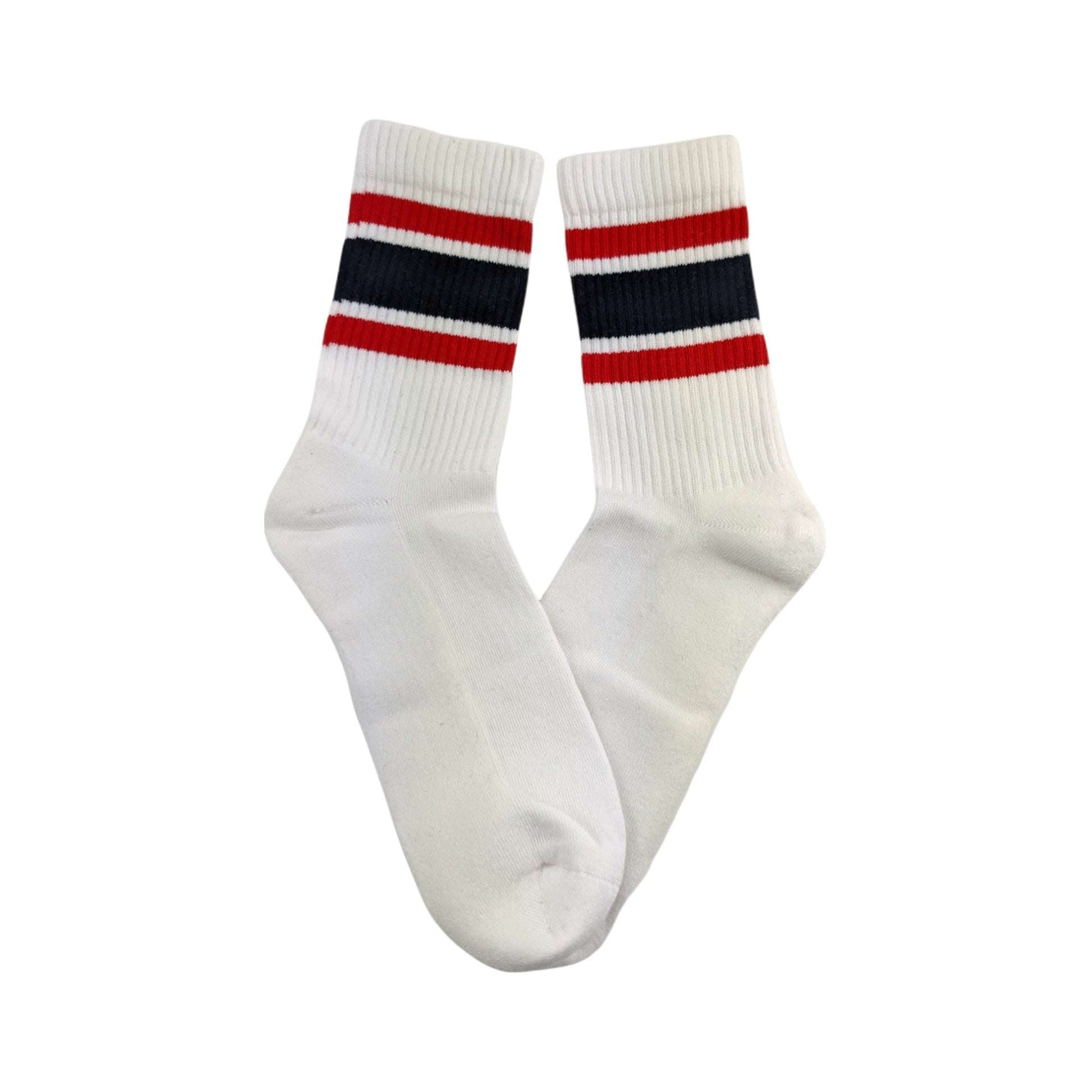 Marineblau und rot gestreifte Sportsocken - Shop of Zeez