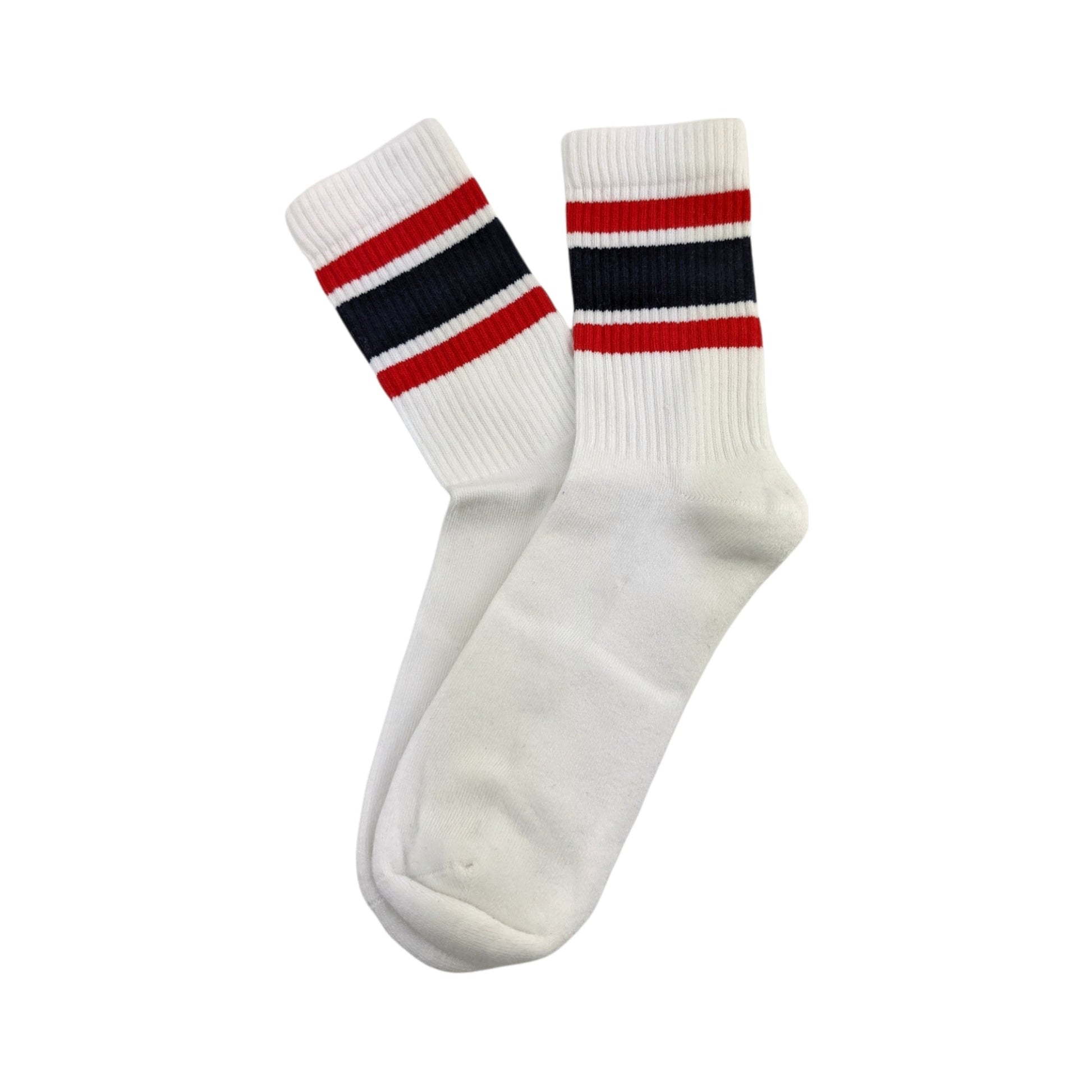 Marineblau und rot gestreifte Sportsocken - Shop of Zeez