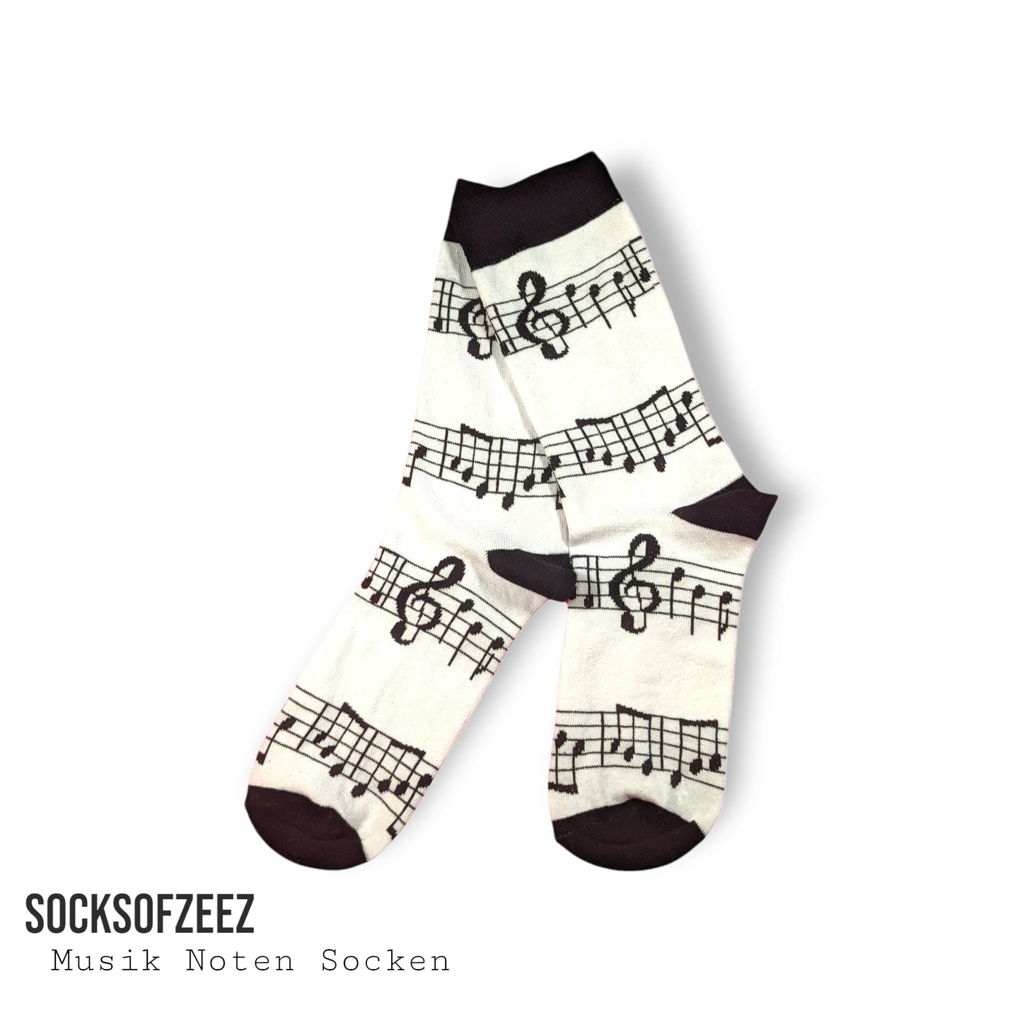 Musik Noten Socken - weiß - Shop of Zeez