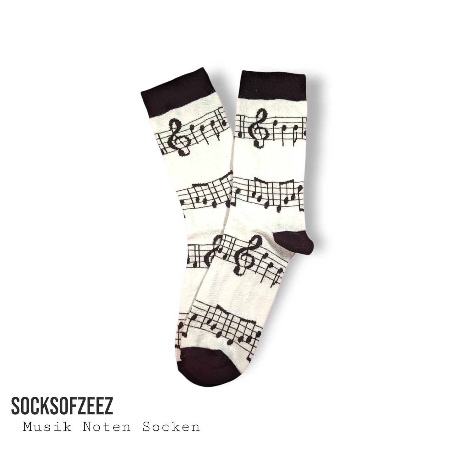 Musik Noten Socken - weiß - Shop of Zeez