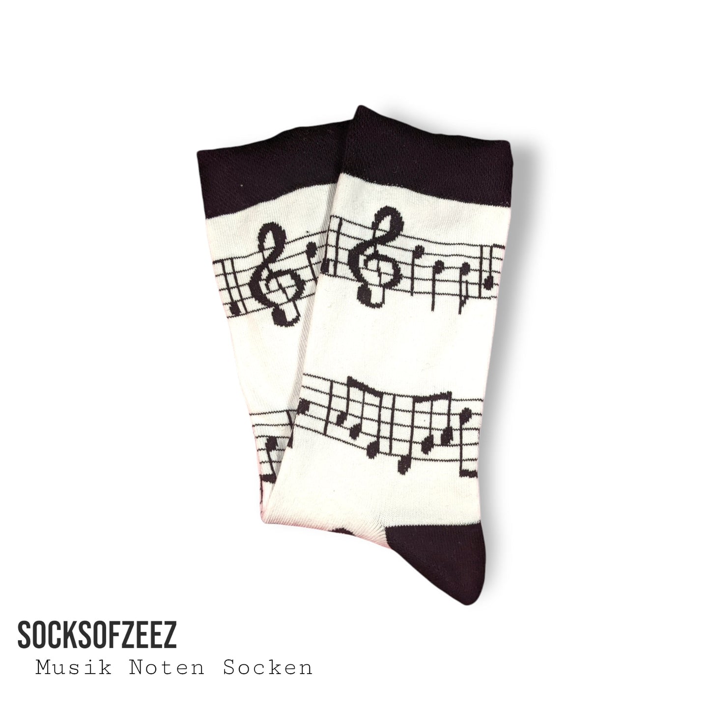 Musik Noten Socken - weiß - Shop of Zeez