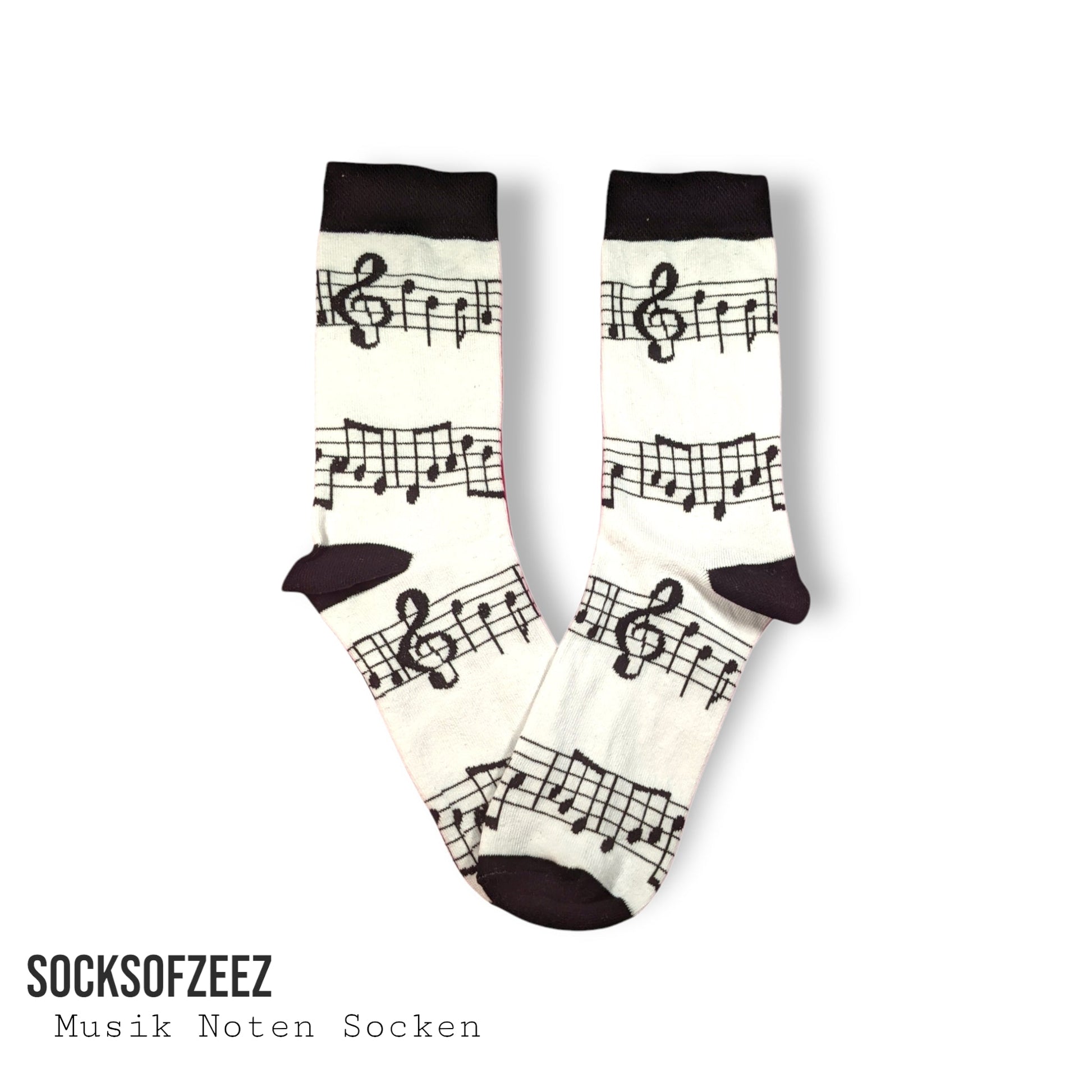 Musik Noten Socken - weiß - Shop of Zeez