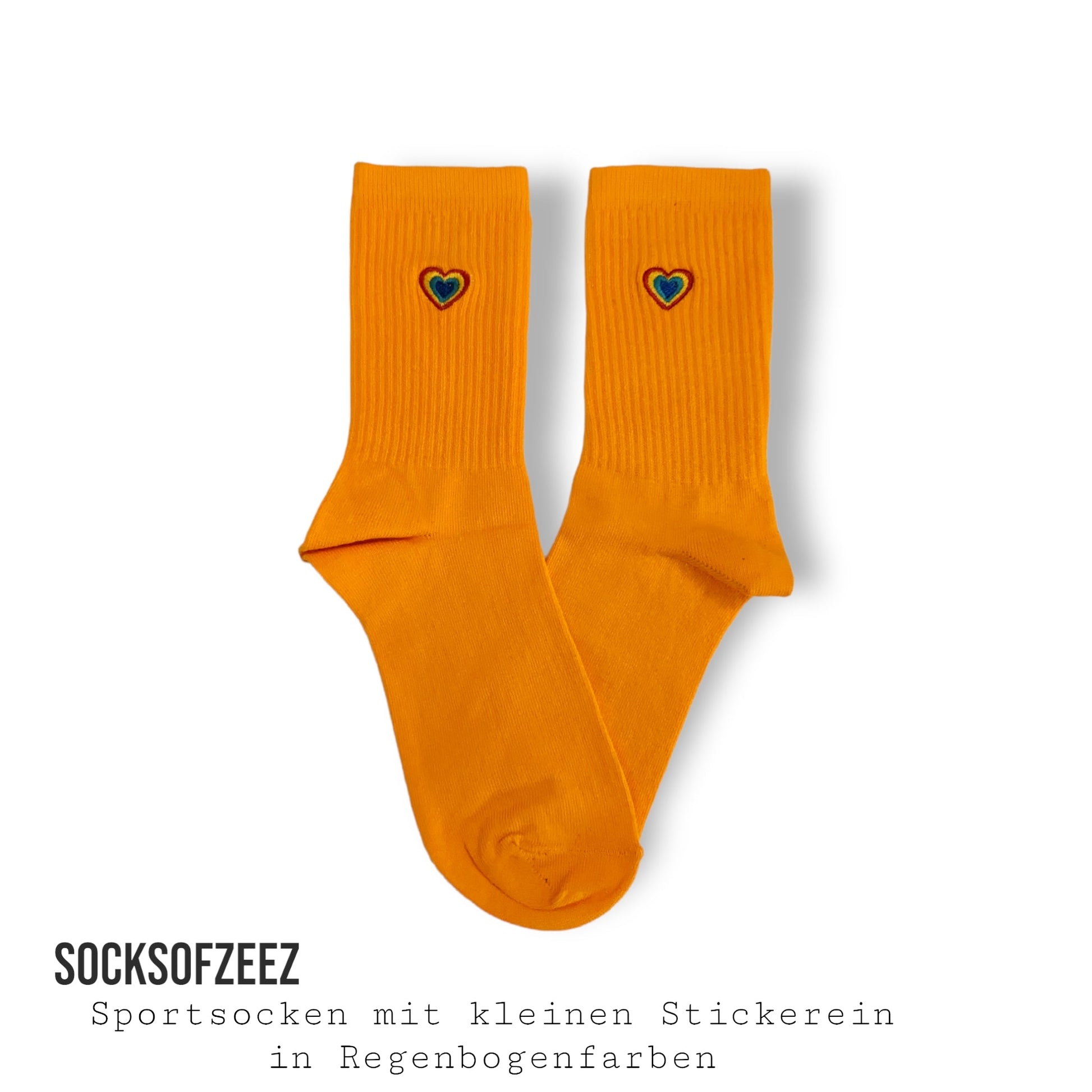 orange gestreifte Regenbogenherz Socken - Shop of Zeez