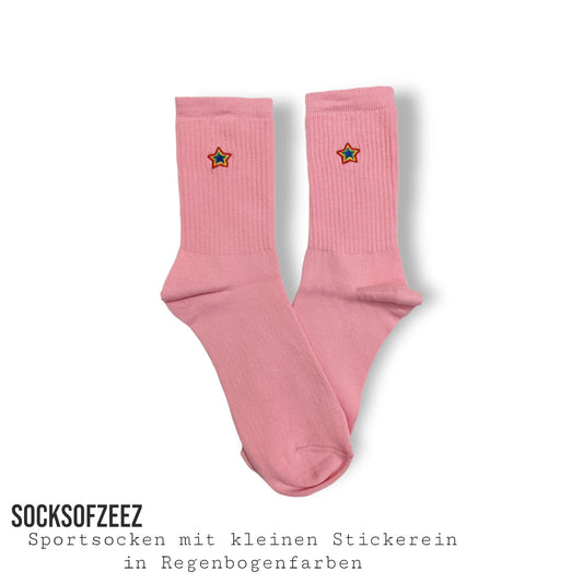 pink gestreifte Regenbogen mit Sterne Socken - Shop of Zeez