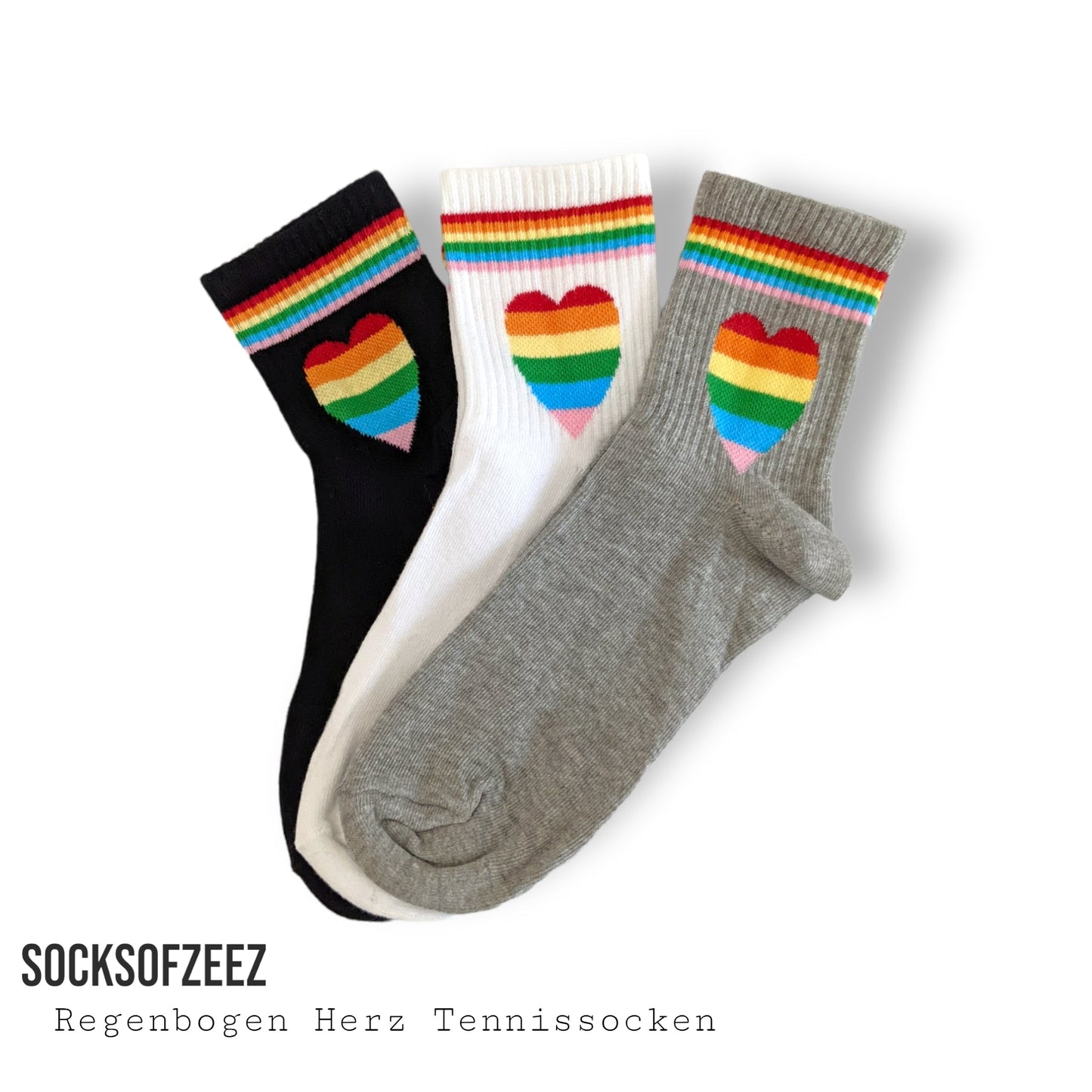 Regenbogenherz Tennissocken - Shop of Zeez