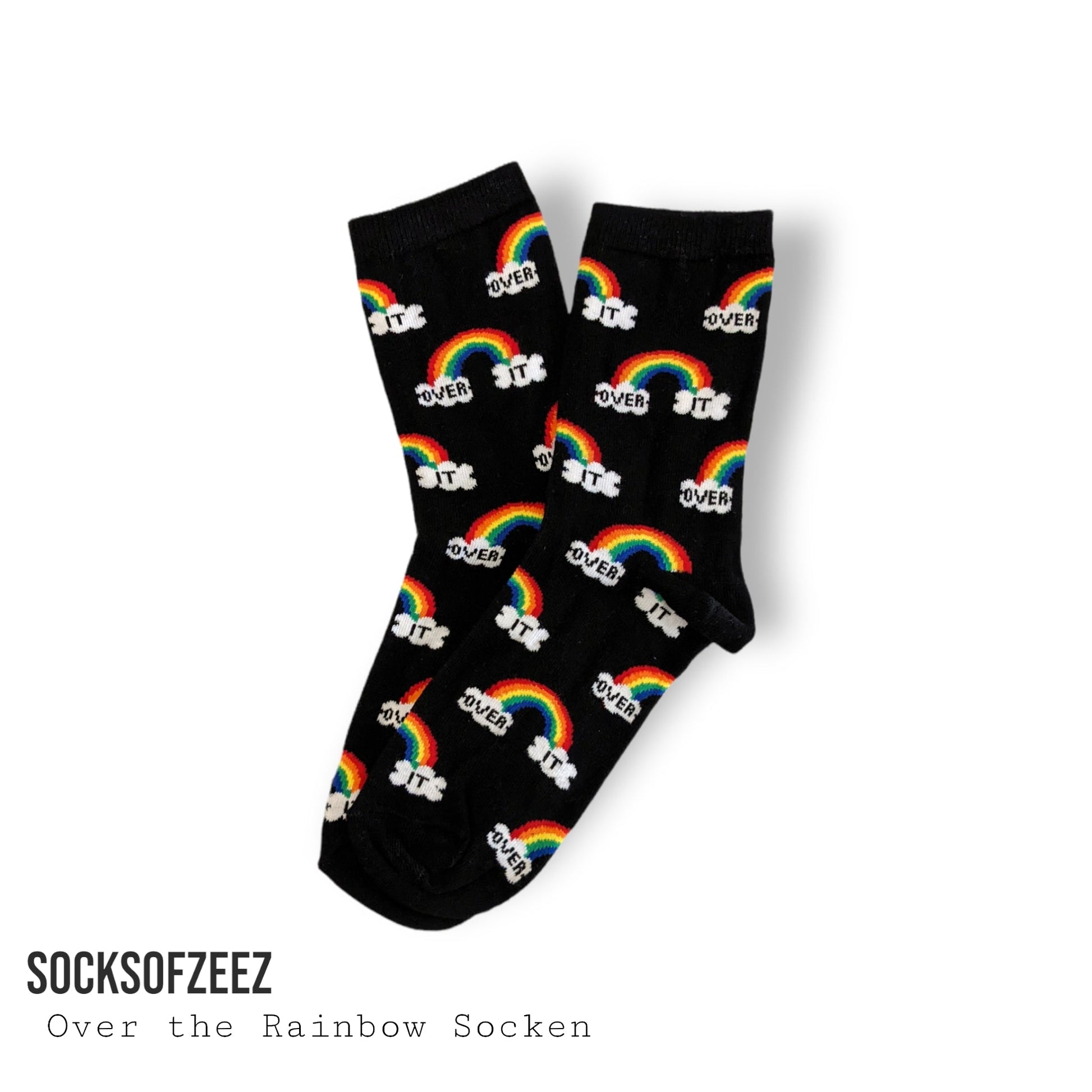 schwarz Regenbogen Over It Socken - Shop of Zeez