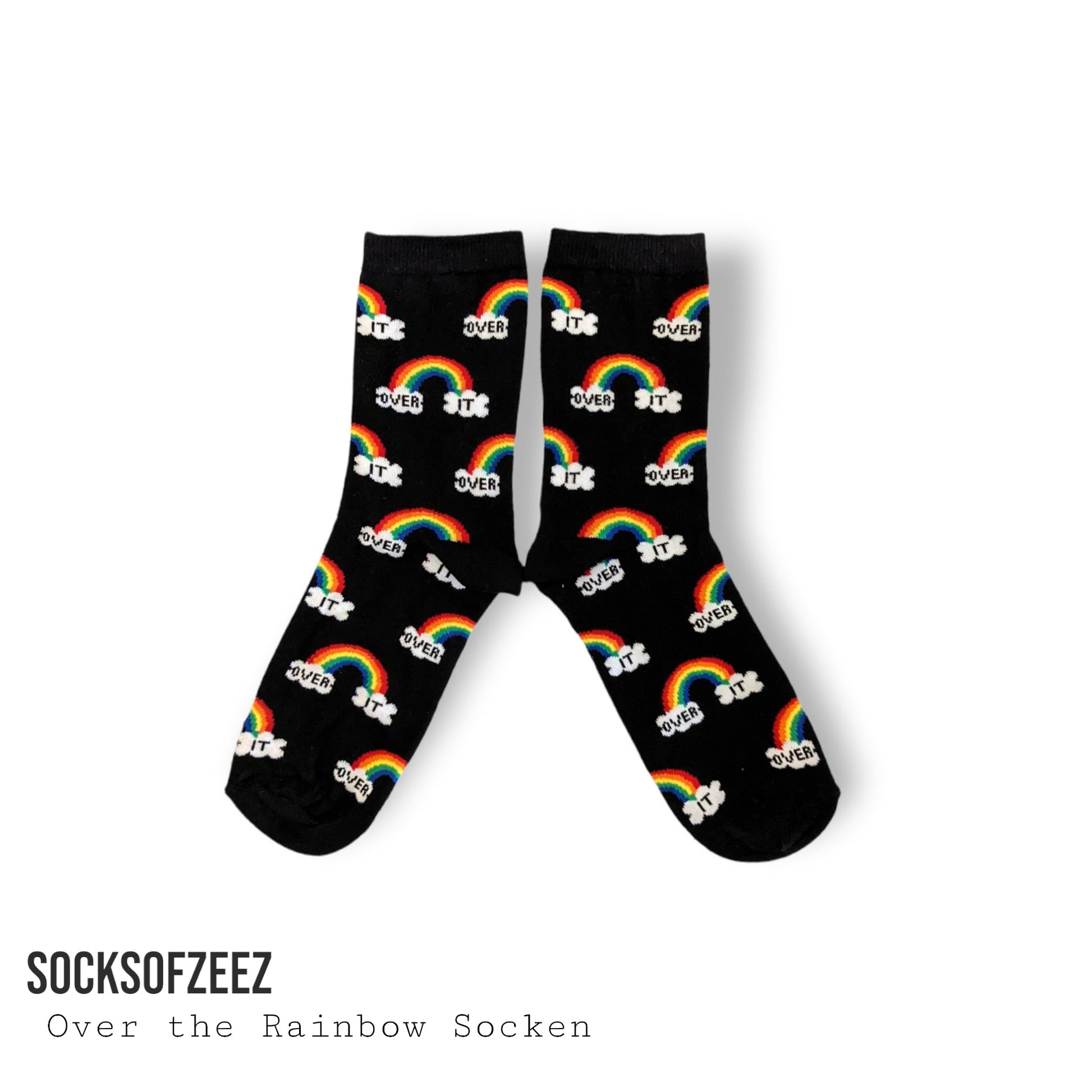 schwarz Regenbogen Over It Socken - Shop of Zeez