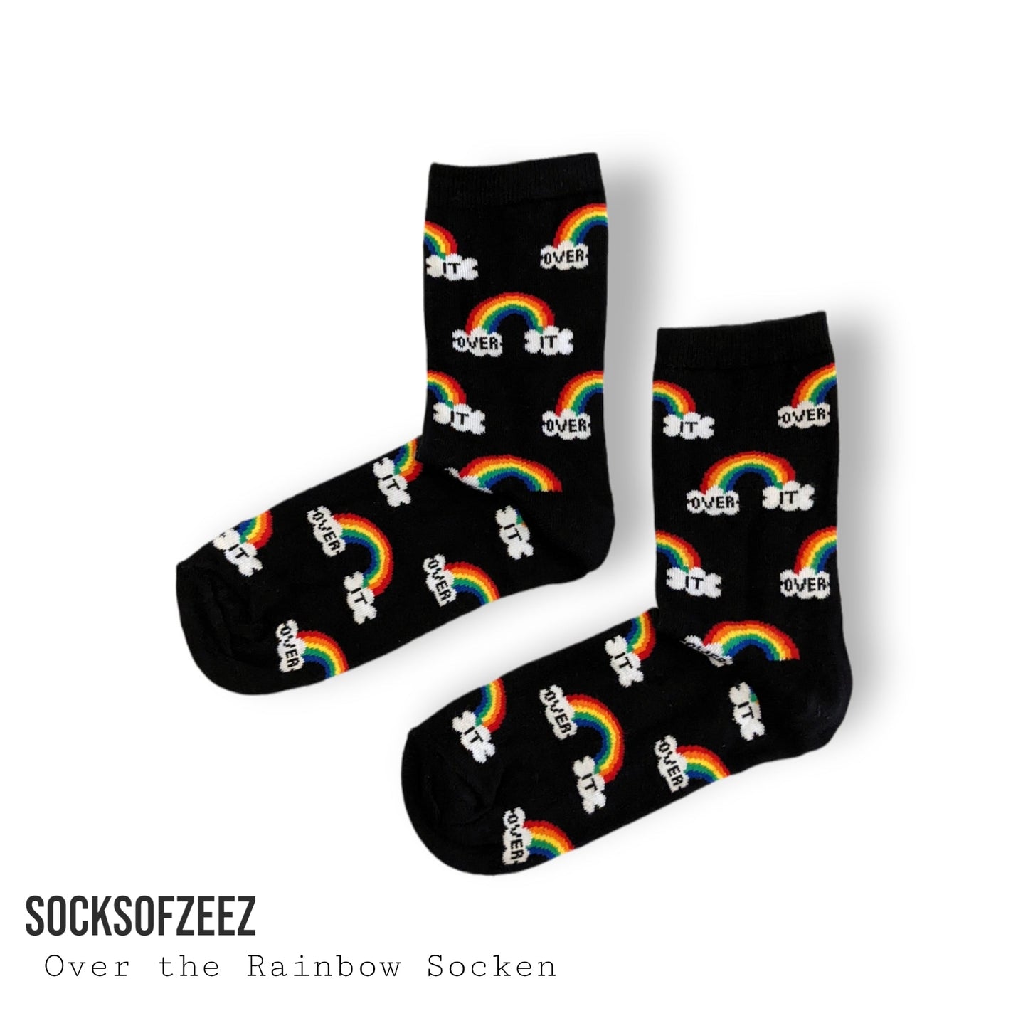 schwarz Regenbogen Over It Socken - Shop of Zeez