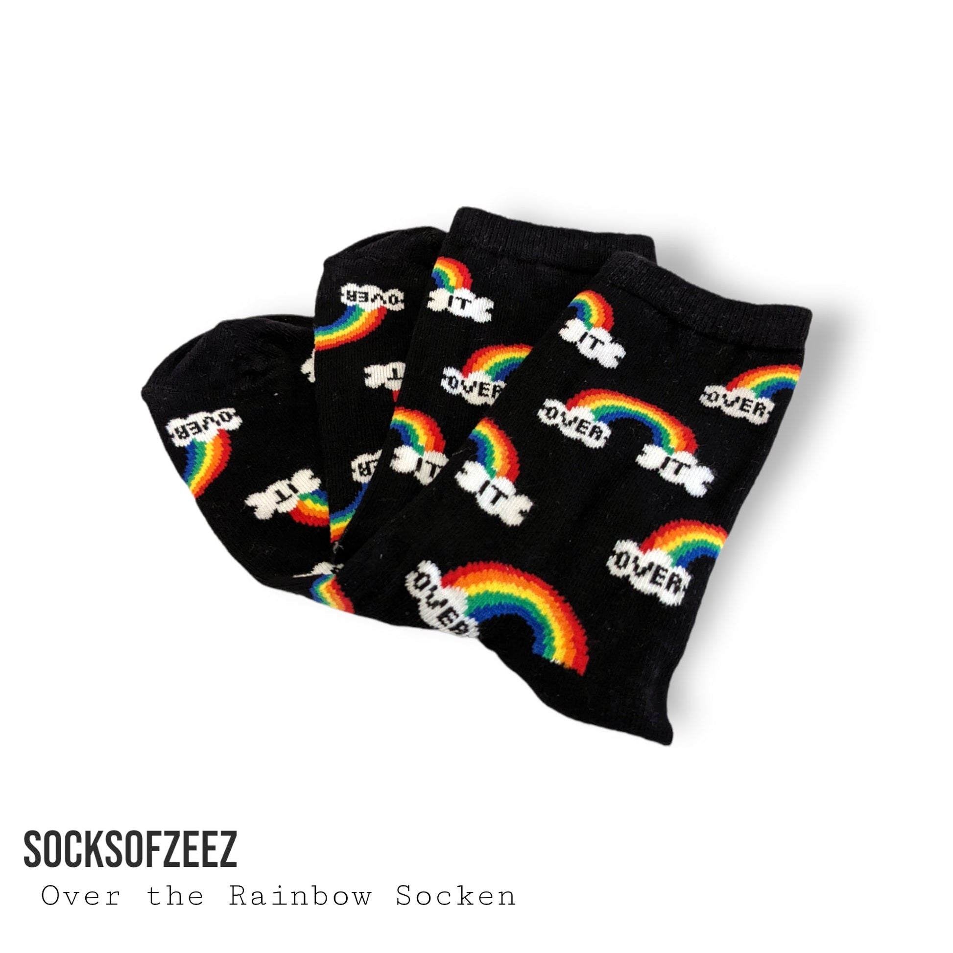 schwarz Regenbogen Over It Socken - Shop of Zeez