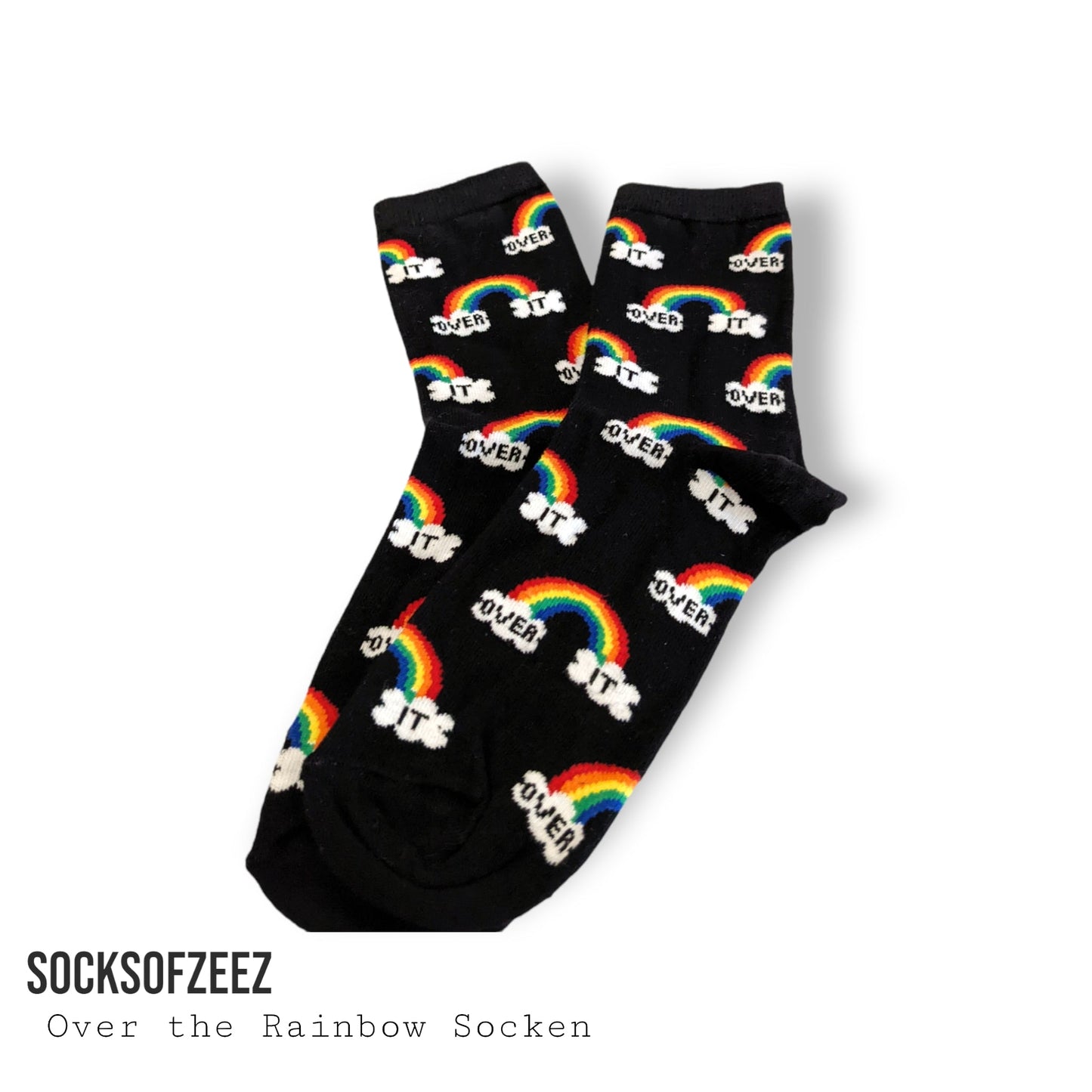 schwarz Regenbogen Over It Socken - Shop of Zeez