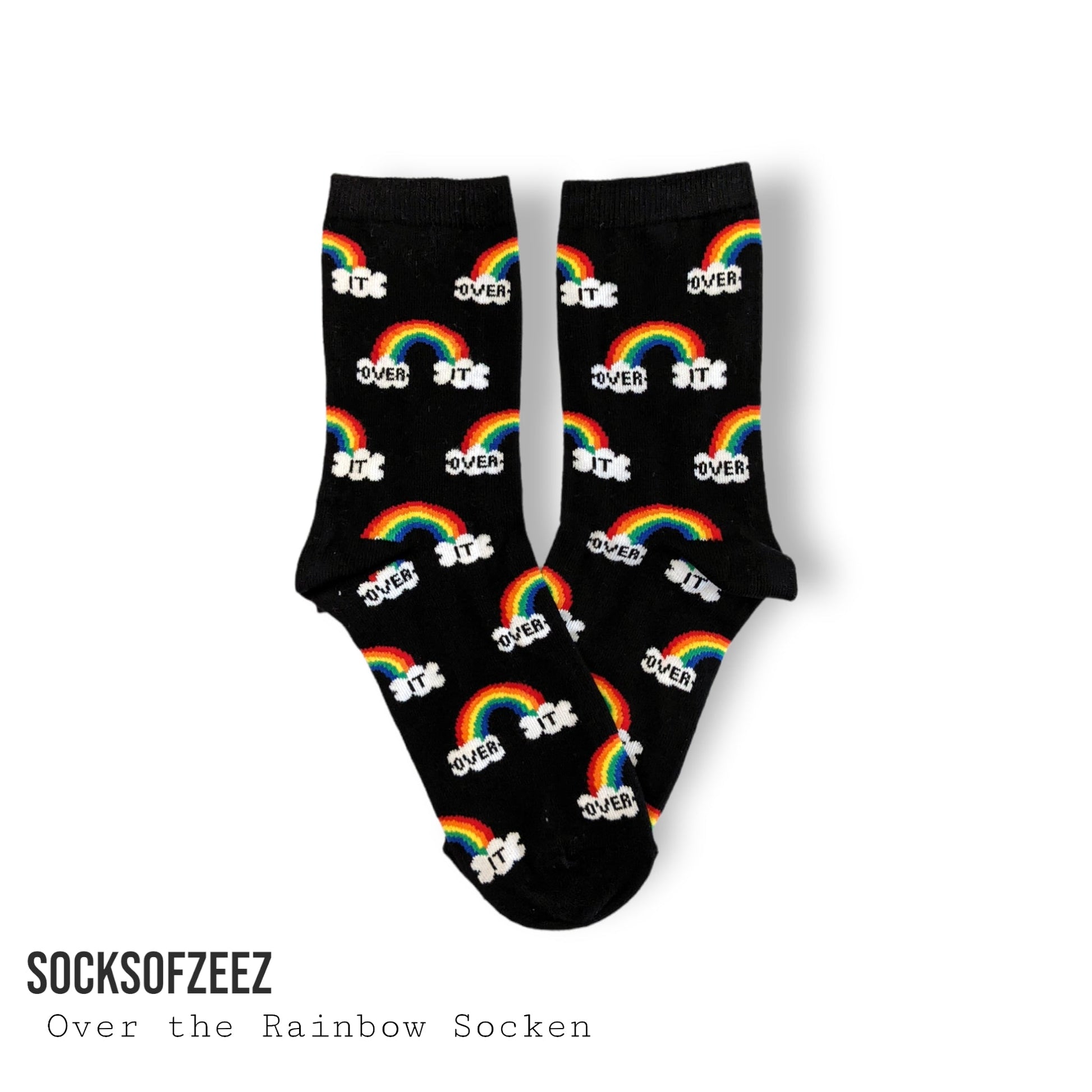 schwarz Regenbogen Over It Socken - Shop of Zeez