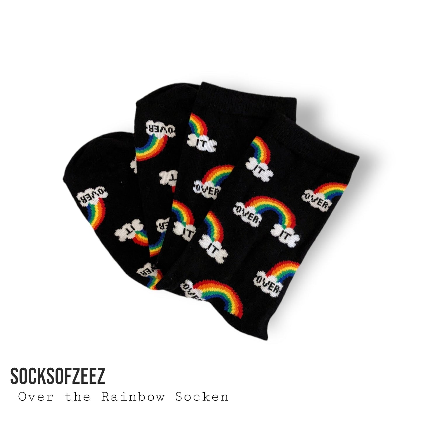 schwarz Regenbogen Over It Socken - Shop of Zeez