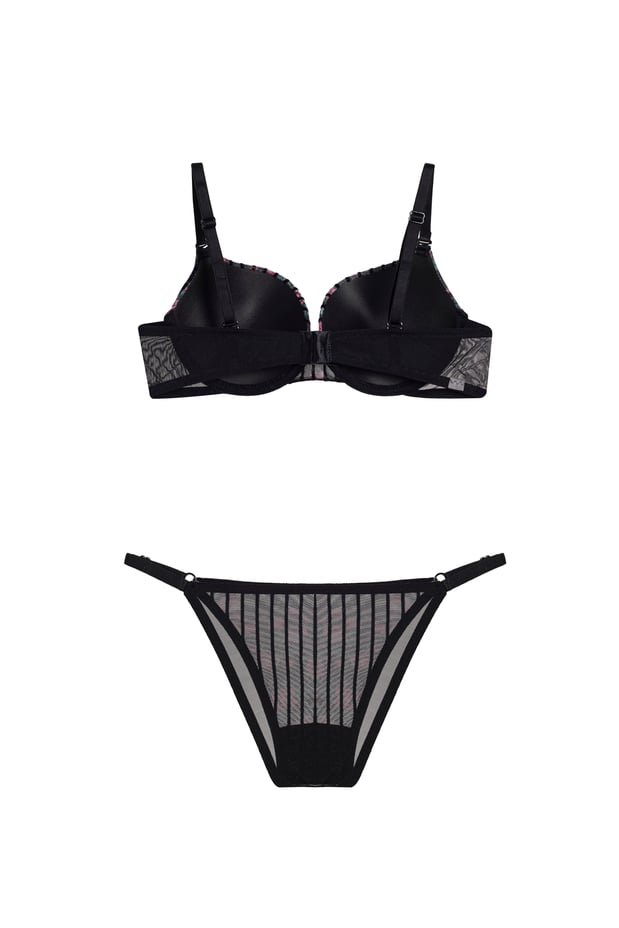Sexy Damen Dessous Set mit Rosenmuster – Transparenter BH & Slip, Elegant & Verführerisch