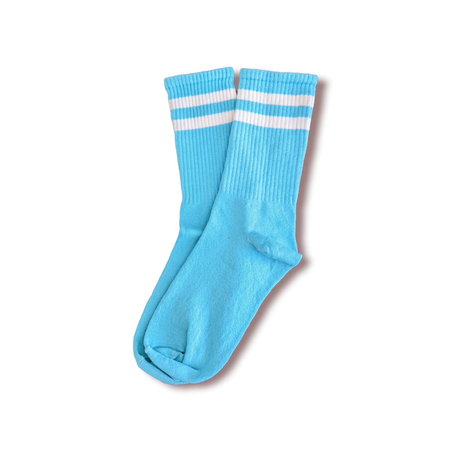 türkis - weiß gestreifte Sportsocken, Einheitsgröße: 36 - 42 - Shop of Zeez