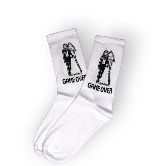 weiß Game Over Socken, Einheitsgröße: 37 - 44 - Shop of Zeez