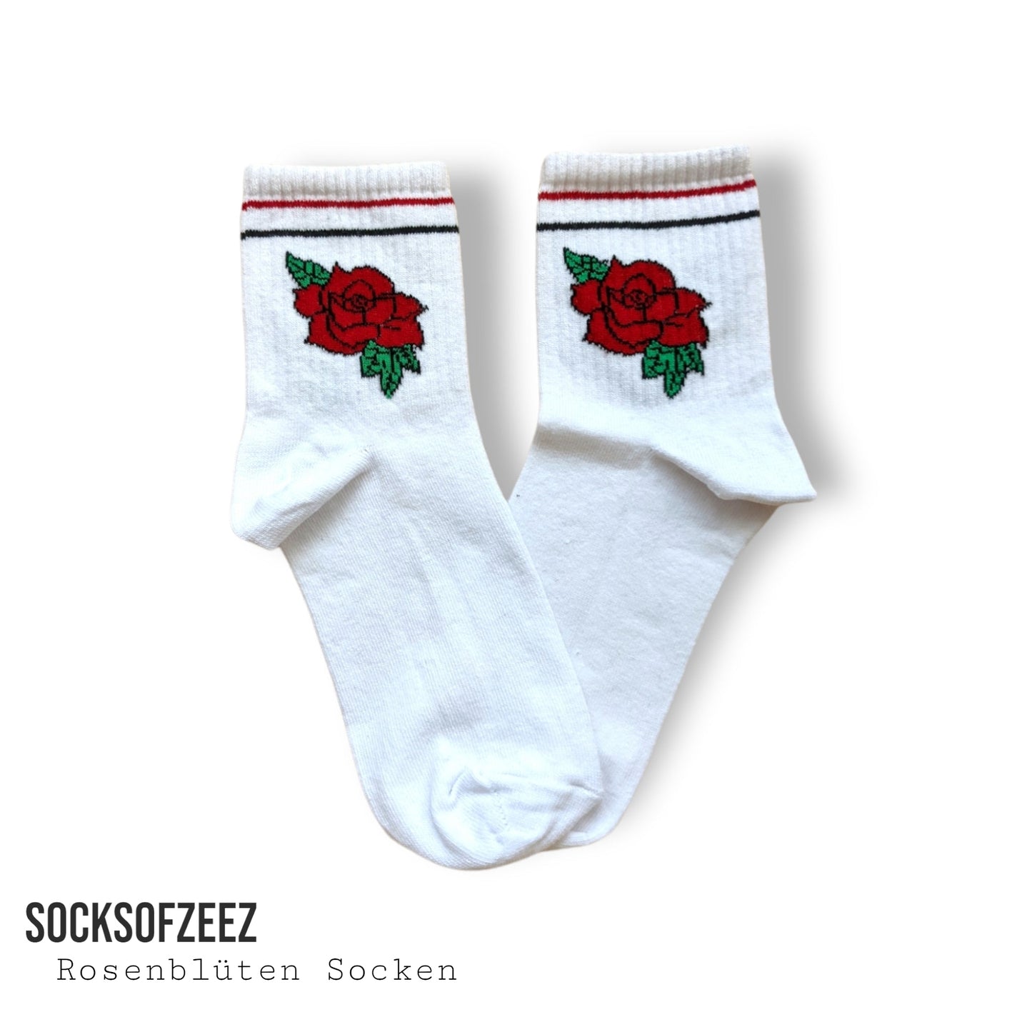 weiß Rose Blumen Socken - Shop of Zeez