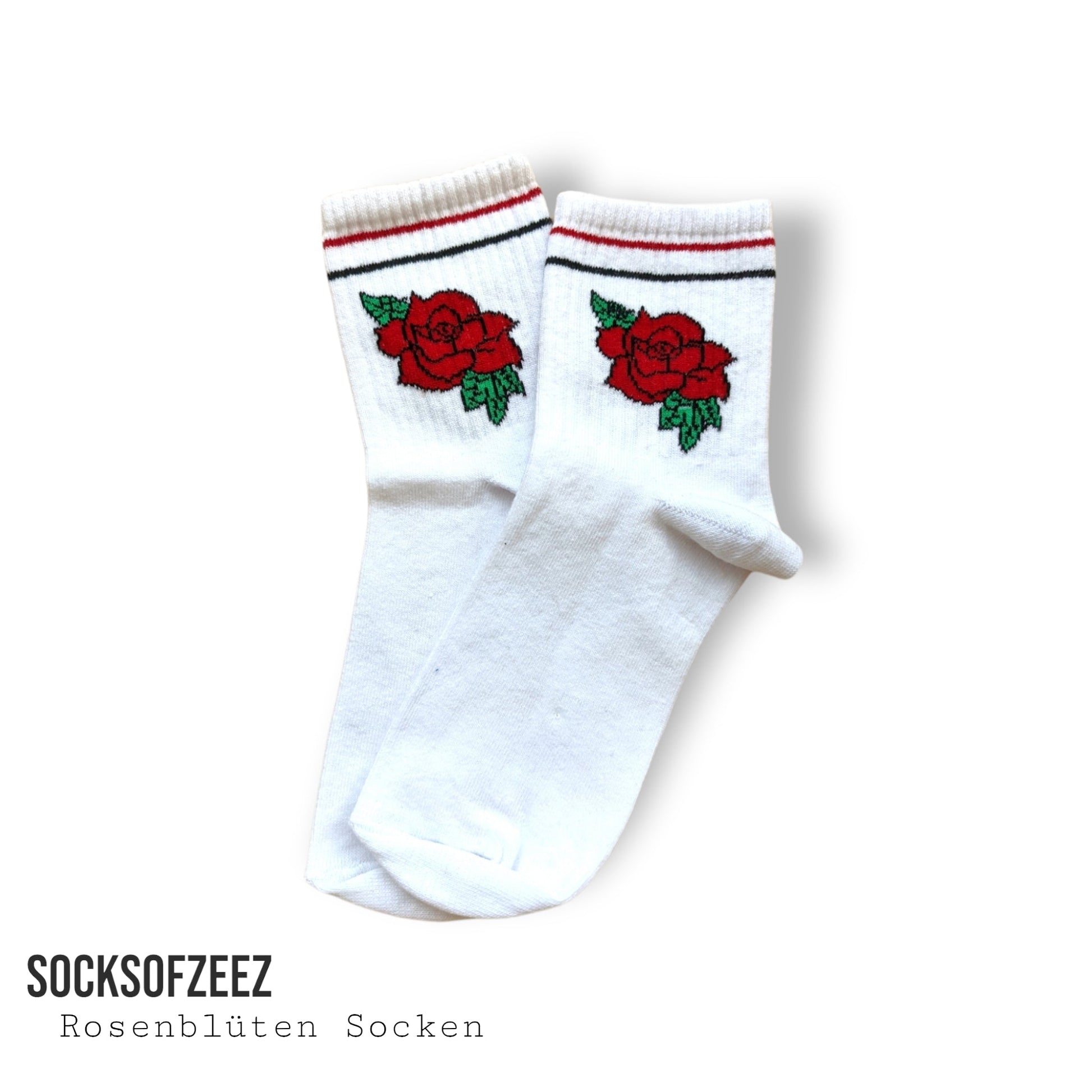 weiß Rose Blumen Socken - Shop of Zeez