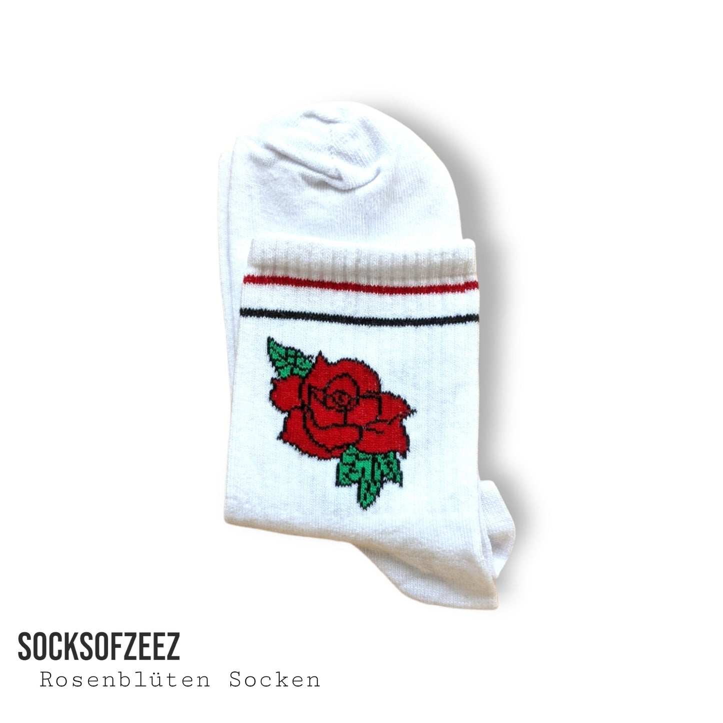 weiß Rose Blumen Socken - Shop of Zeez