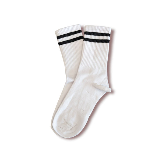 weiß - schwarz gestreifte Sportsocken, Einheitsgröße: 36 - 42 - Shop of Zeez